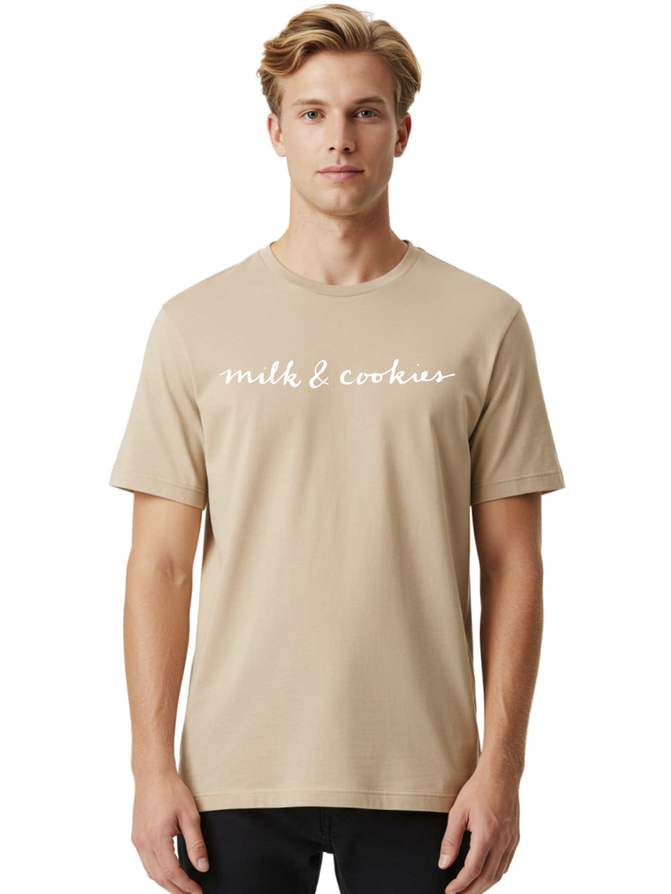 Milk-Cookies-1 Men'S Graphic Tee, 100% Cotton, Comfortable Casual Summer Wear, Machine Washable, Milk And Cookies, Sweet Treats, Dessert Lovers, Cookie Cravings, Nostalgic Vibe, Homey Feel, Comfort Food -  Aaa992