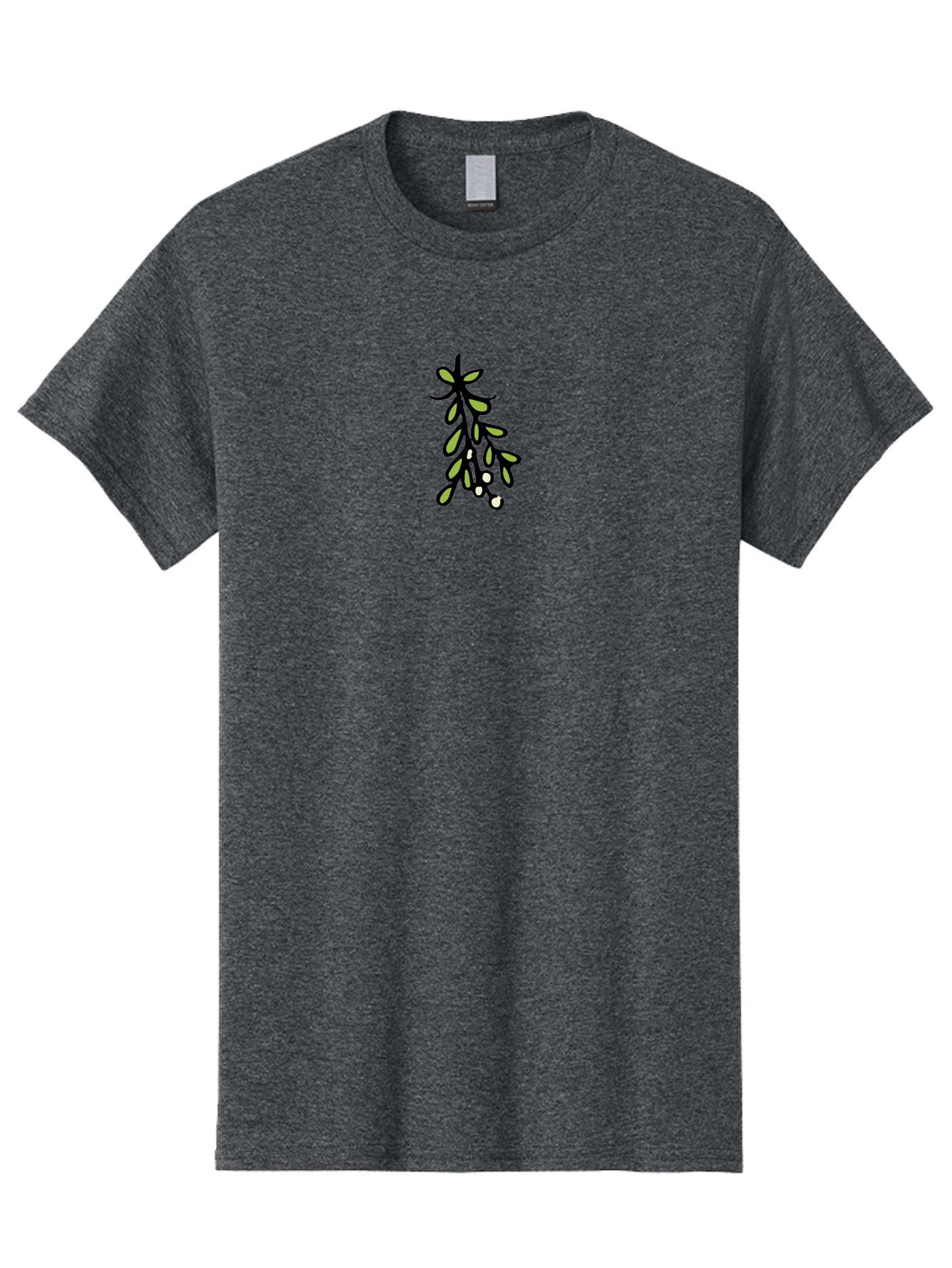 Mistletoe-2 Men'S Graphic Tee, 100% Cotton, Comfortable Casual Summer Wear, Machine Washable, Mistletoe Illustration, Cartoon Style, Festive Holiday Decoration, Christmas Tradition, Green Leaves, White Berries, Whimsical Art, -  Aaa995