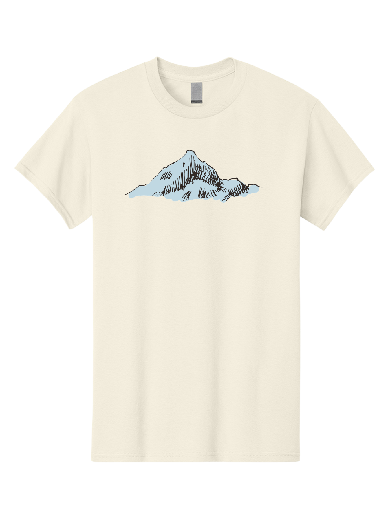 Mountain-Landscape Men'S Graphic Tee, 100% Cotton, Comfortable Casual Summer Wear, Machine Washable, Cartoon Mountain, Sketch Art, Black Lines, Simple Design, Minimalist Style, White Mountain Peak, Abstract Landscape, Illustration Aaa999