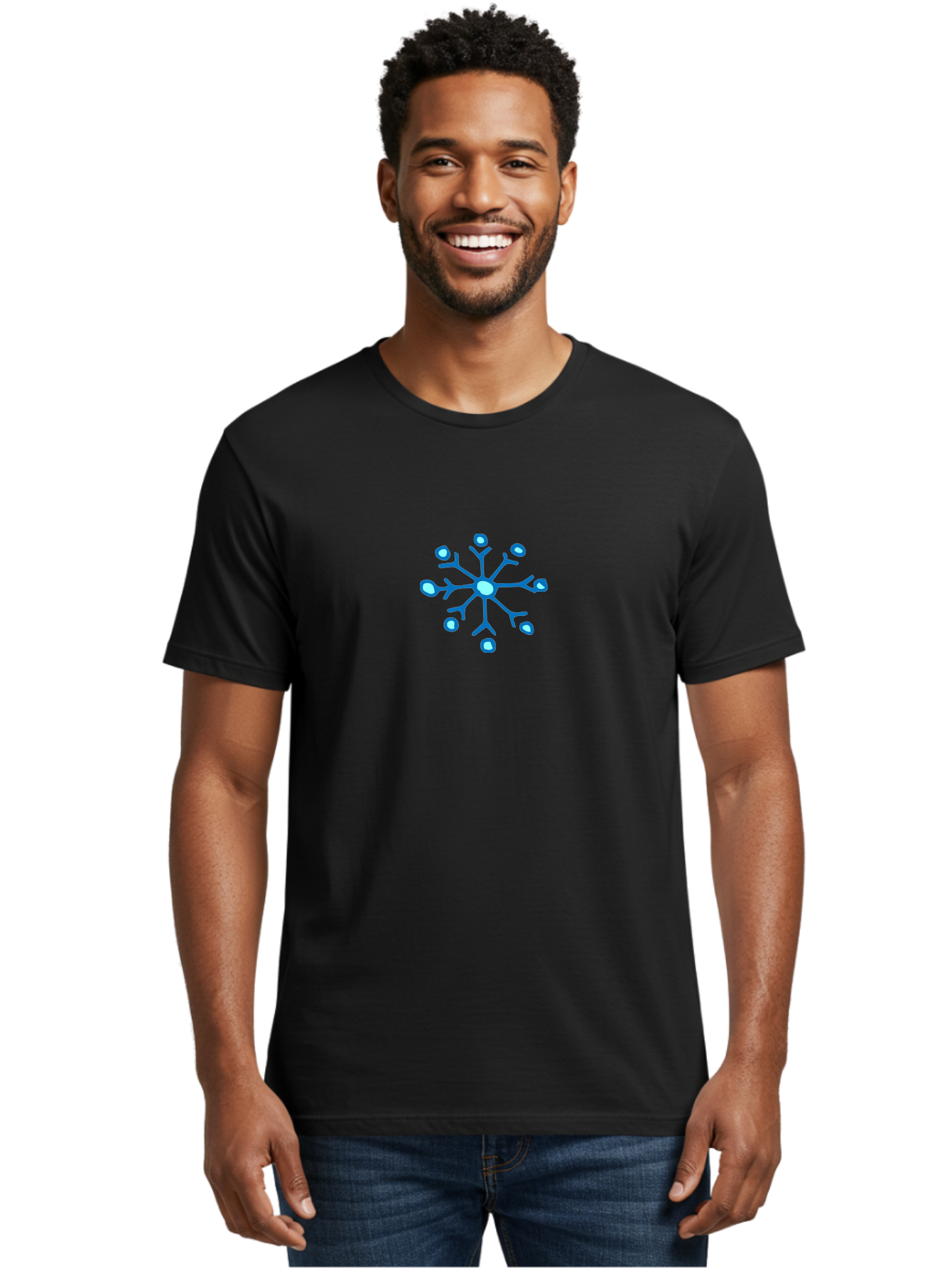 Neuron Men'S Graphic Tee, 100% Cotton, Comfortable Casual Summer Wear, Machine Washable, Blue Neuron Illustration, Dendrites And Cell Body, Neuroscience Graphic, Neuron Structure, Abstract Blue Design, Neuron Anatomy, Simple Neuron Diagram Aab005