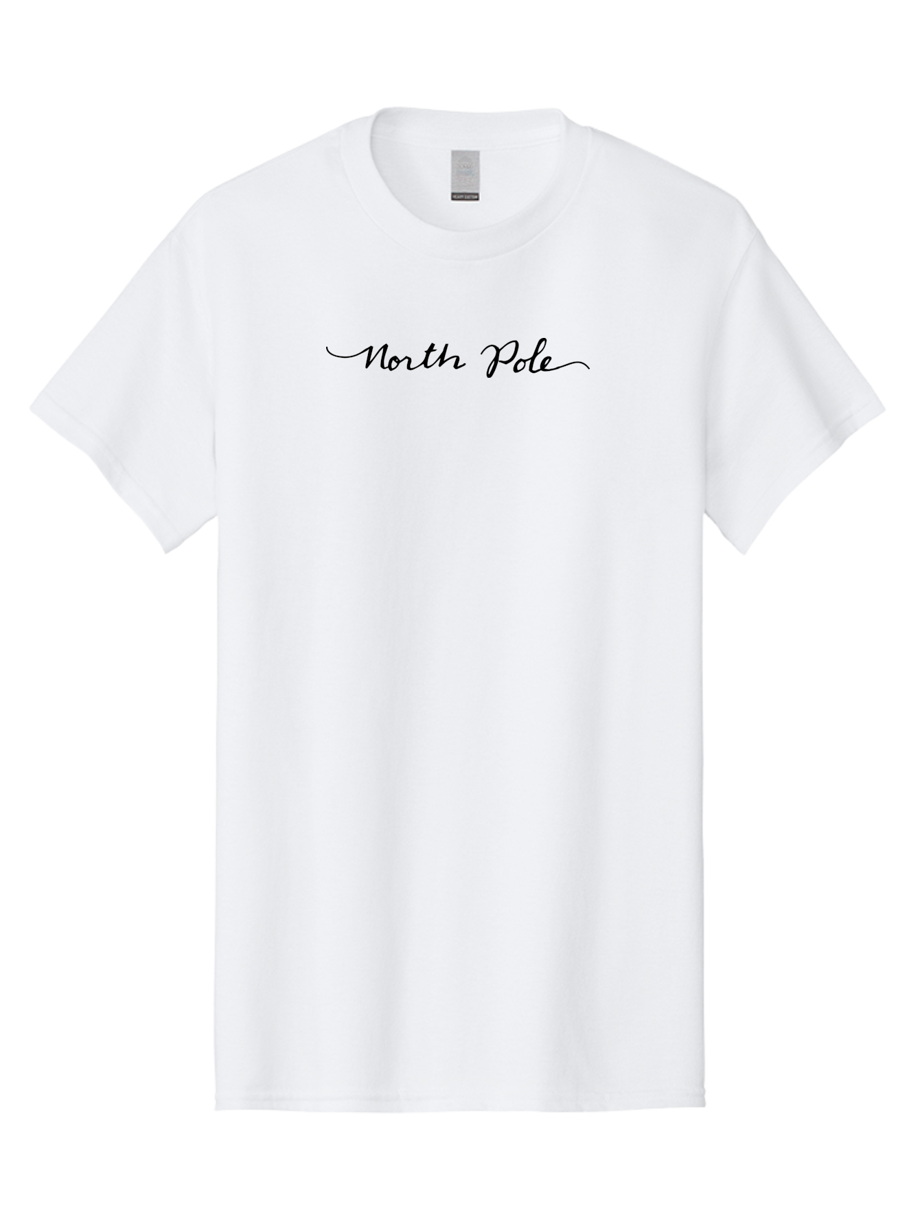 North-Pole Men'S Graphic Tee, 100% Cotton, Comfortable Casual Summer Wear, Machine Washable, North Pole, Cursive Script, Festive Lettering, Christmas Theme, Holiday Phrase, Winter Wonderland, Santa Claus Aab011