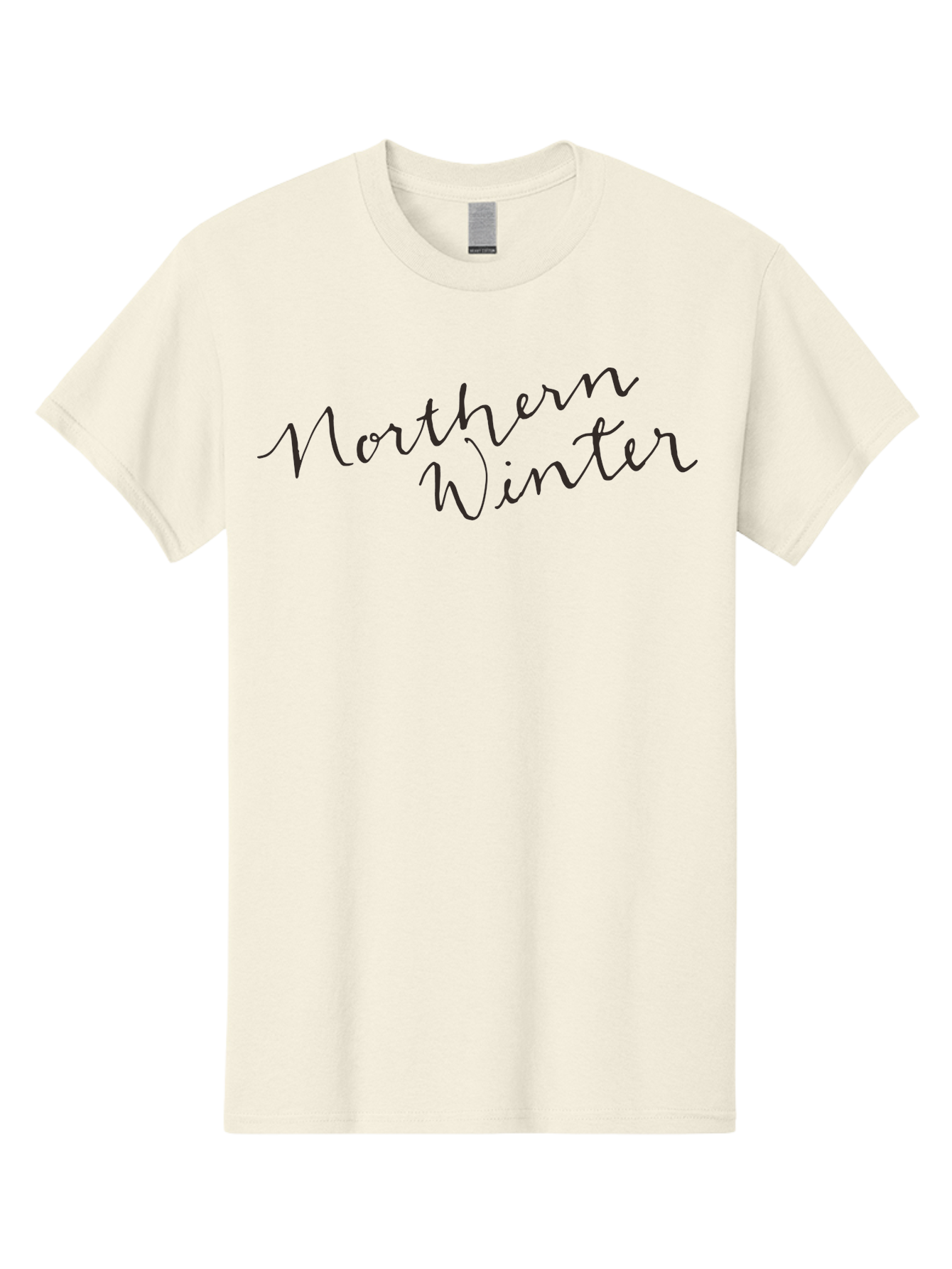 Northern-Winter-2 Men'S Graphic Tee, 100% Cotton, Comfortable Casual Summer Wear, Machine Washable, Northern Winter, Winter Season, Seasonal Theme, Cursive Text, Black Script, Frosty Feel, Cold Weather, Winter Vibes Aab013