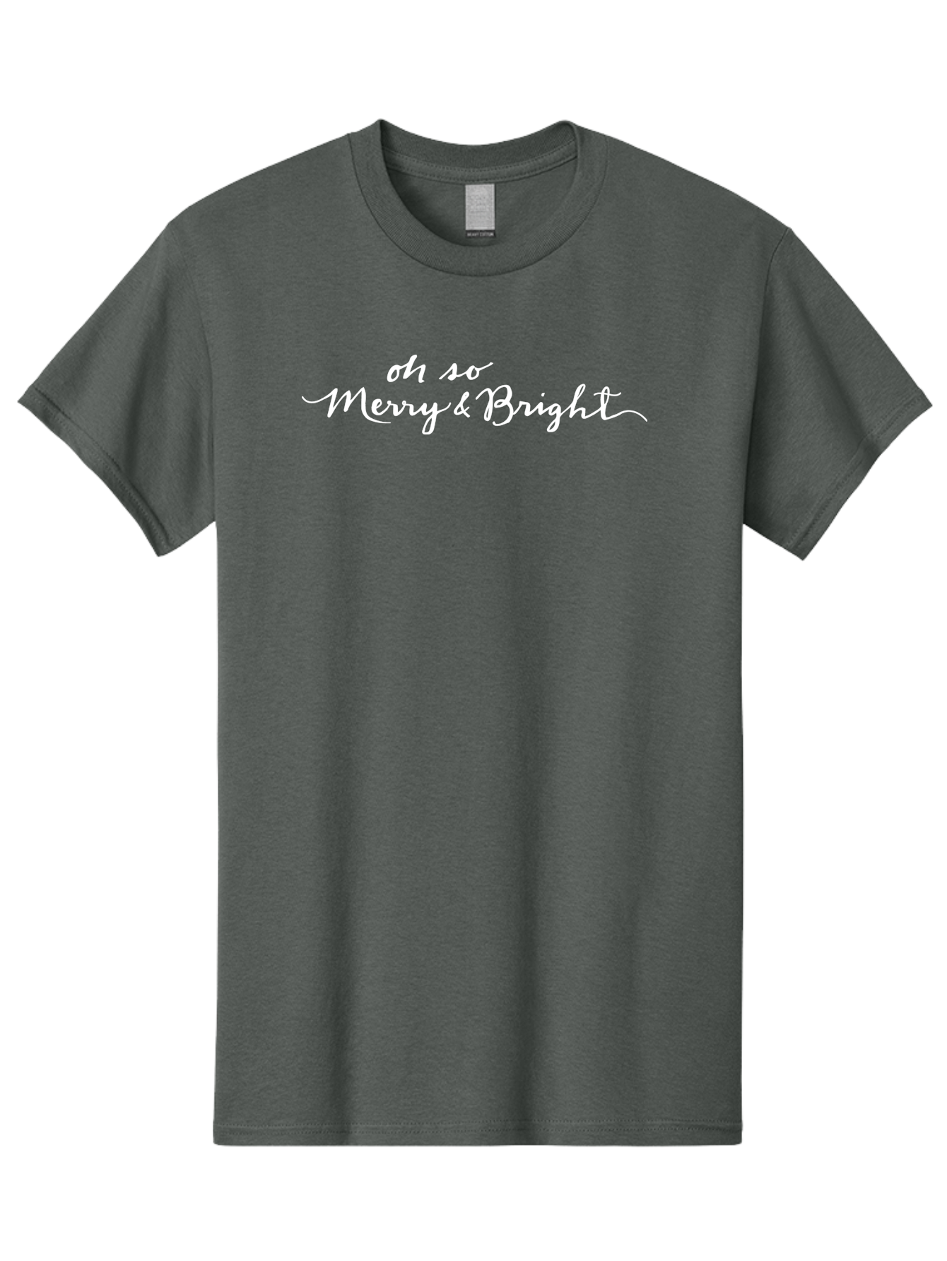 Oh-So-Merry-Bright Men'S Graphic Tee, 100% Cotton, Comfortable Casual Summer Wear, Machine Washable, Christmas Greeting, Holiday Card, Festive Wishes, Merry Christmas, Joyful Holiday, Season'S Greetings, White Cursive Text Aab017