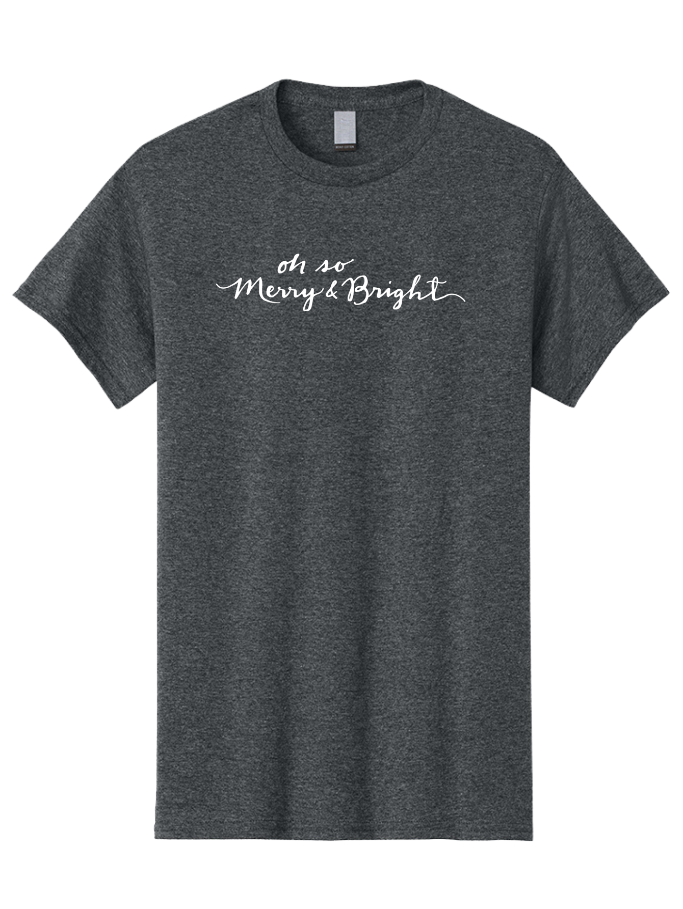 Oh-So-Merry-Bright Men'S Graphic Tee, 100% Cotton, Comfortable Casual Summer Wear, Machine Washable, Christmas Greeting, Holiday Card, Festive Wishes, Merry Christmas, Joyful Holiday, Season'S Greetings, White Cursive Text Aab017