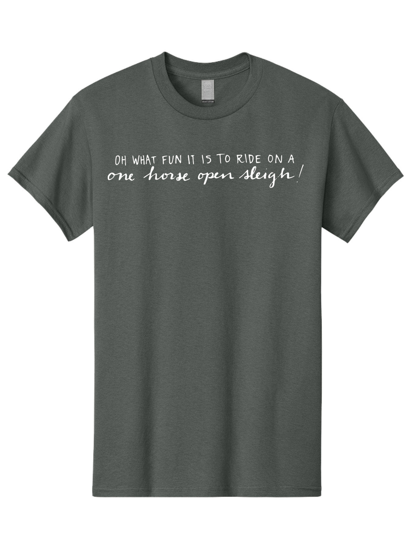 Oh-What-Fun Men'S Graphic Tee, 100% Cotton, Comfortable Casual Summer Wear, Machine Washable, Winter Fun, Festive Quotes, Holiday Cheer, Christmas Carol, Jingle Bells, White Text, Fun Times, Slegh Ride, Horse Drawn Sleigh Aab019