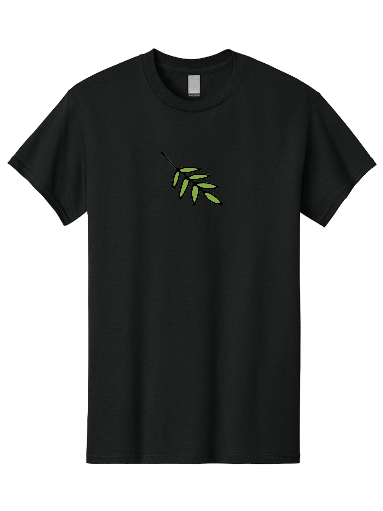 Olive-Branch-1 Men'S Graphic Tee, 100% Cotton, Comfortable Casual Summer Wear, Machine Washable, Olive Branch, Symbol Of Peace, Simple Illustration, Minimalist Design, Black Outline, Leafy Greens, Symbolic Imagery, Peace Sign Aab020