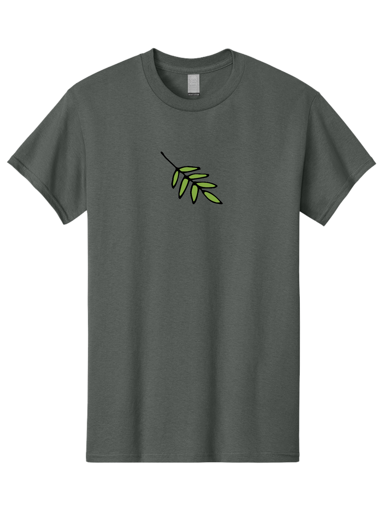 Olive-Branch-1 Men'S Graphic Tee, 100% Cotton, Comfortable Casual Summer Wear, Machine Washable, Olive Branch, Symbol Of Peace, Simple Illustration, Minimalist Design, Black Outline, Leafy Greens, Symbolic Imagery, Peace Sign Aab020