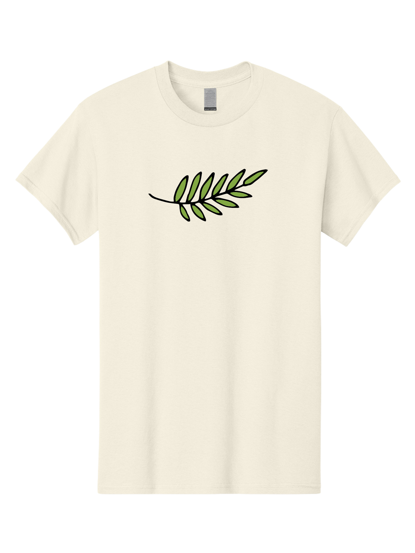 Olive-Branch Men'S Graphic Tee, 100% Cotton, Comfortable Casual Summer Wear, Machine Washable, Olive Branch, Symbolic Peace, Harmonious Design, Simple Illustration, Green Leaves, Black Outline, Minimalistic Art, Elegant Simplicity, Aab021