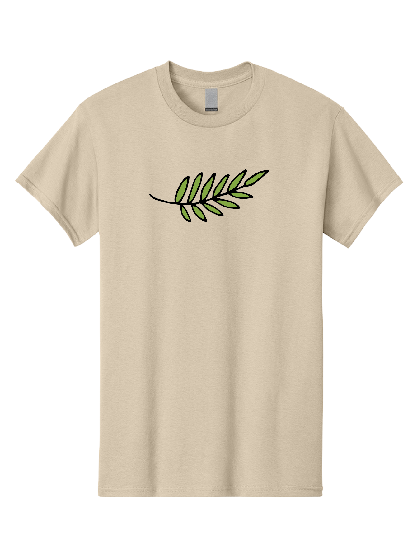 Olive-Branch Men'S Graphic Tee, 100% Cotton, Comfortable Casual Summer Wear, Machine Washable, Olive Branch, Symbolic Peace, Harmonious Design, Simple Illustration, Green Leaves, Black Outline, Minimalistic Art, Elegant Simplicity, Aab021