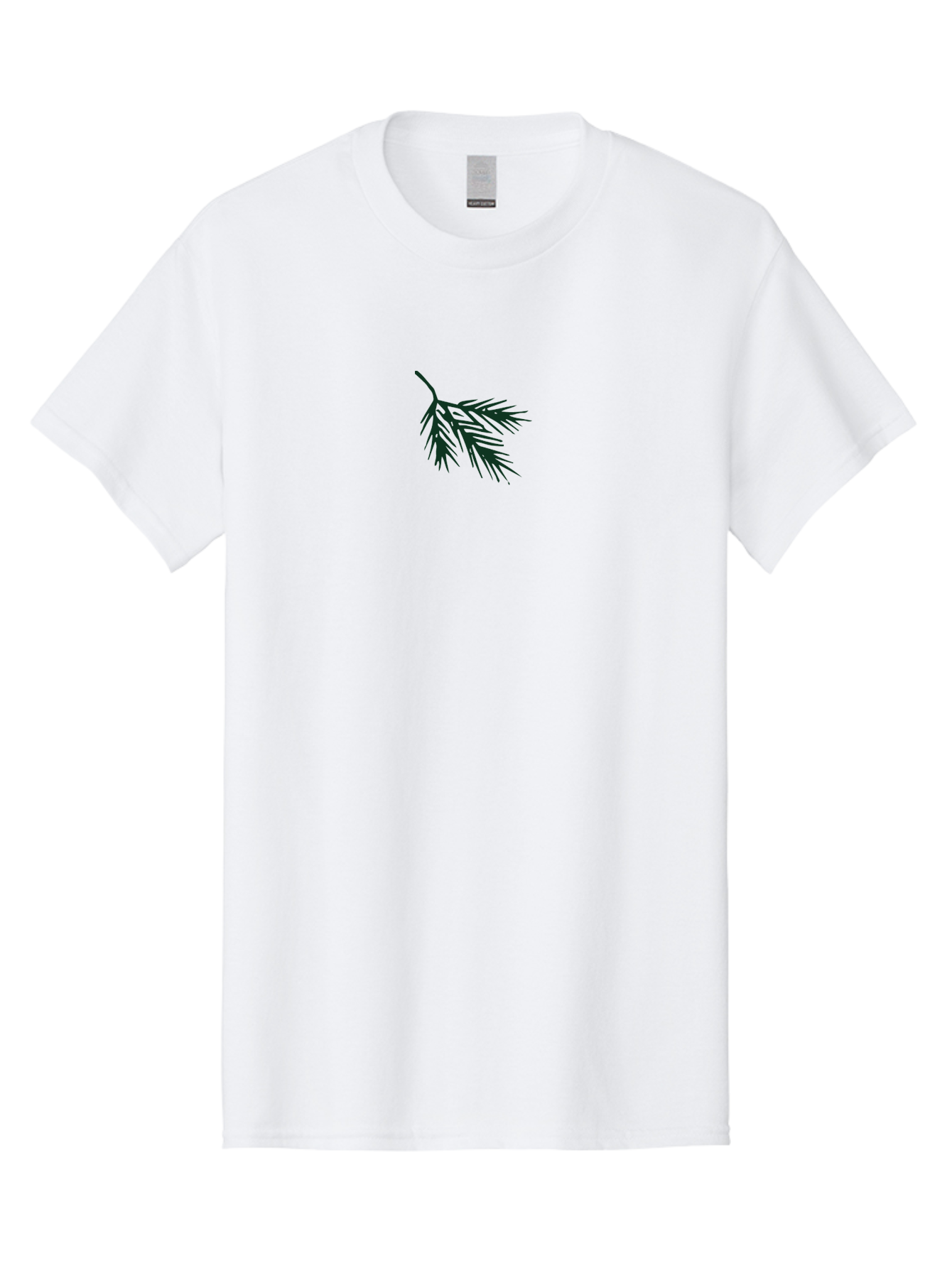 Pine-Branch-1 Men'S Graphic Tee, 100% Cotton, Comfortable Casual Summer Wear, Machine Washable, Pine Branch Silhouette, Evergreen Tree, Botanical Illustration, Simple Design, Minimalist Art, Nature-Inspired Graphics Aab035