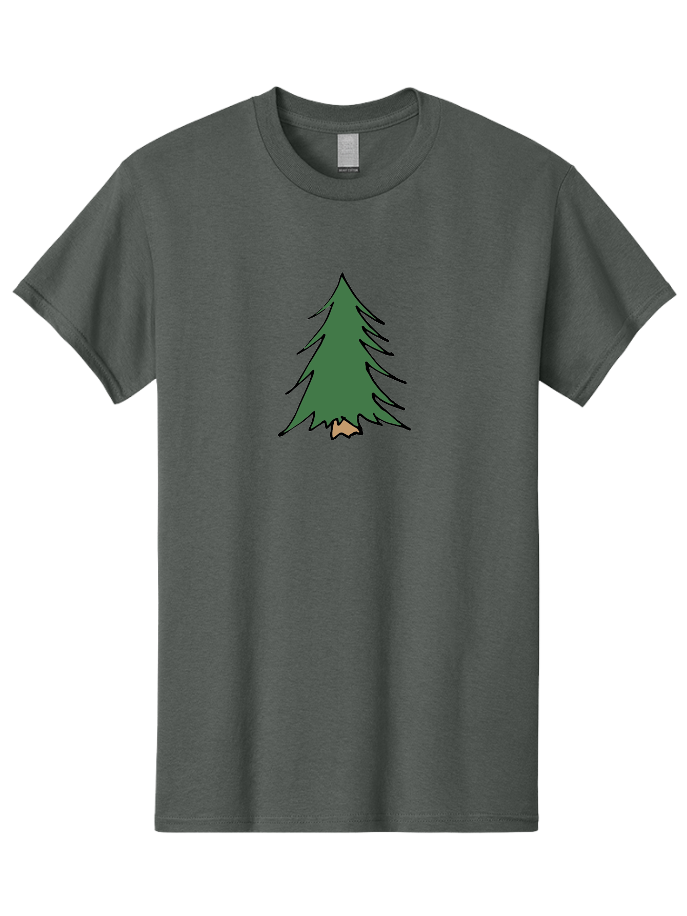 Pine-Tree-1 Men'S Graphic Tee, 100% Cotton, Comfortable Casual Summer Wear, Machine Washable, Evergreen Tree, Simple Design, Cartoon Style, Forest Illustration, Nature Graphic, Stylized Pine, Fir Tree, Minimalist Art Aab040