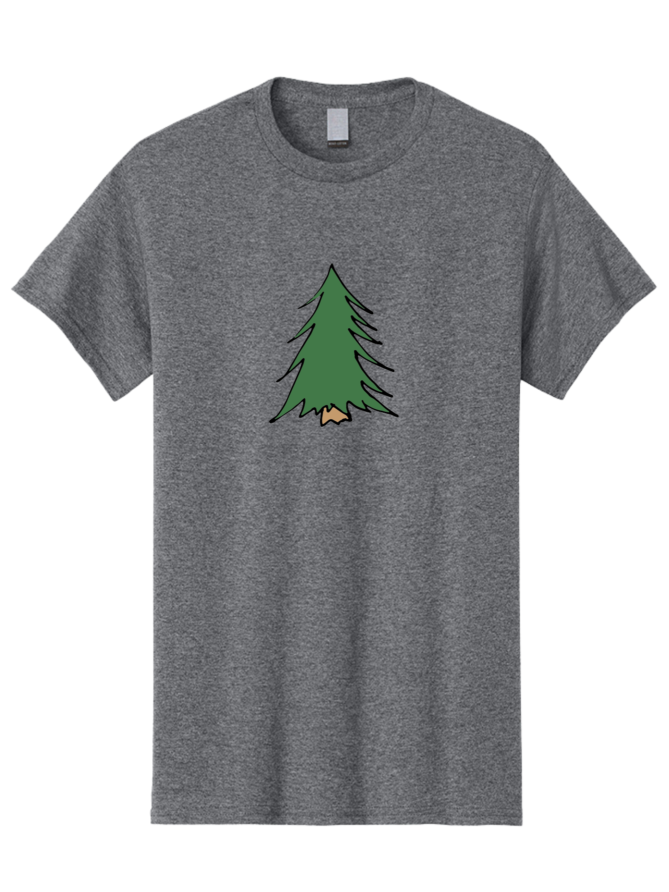 Pine-Tree-1 Men'S Graphic Tee, 100% Cotton, Comfortable Casual Summer Wear, Machine Washable, Evergreen Tree, Simple Design, Cartoon Style, Forest Illustration, Nature Graphic, Stylized Pine, Fir Tree, Minimalist Art Aab040