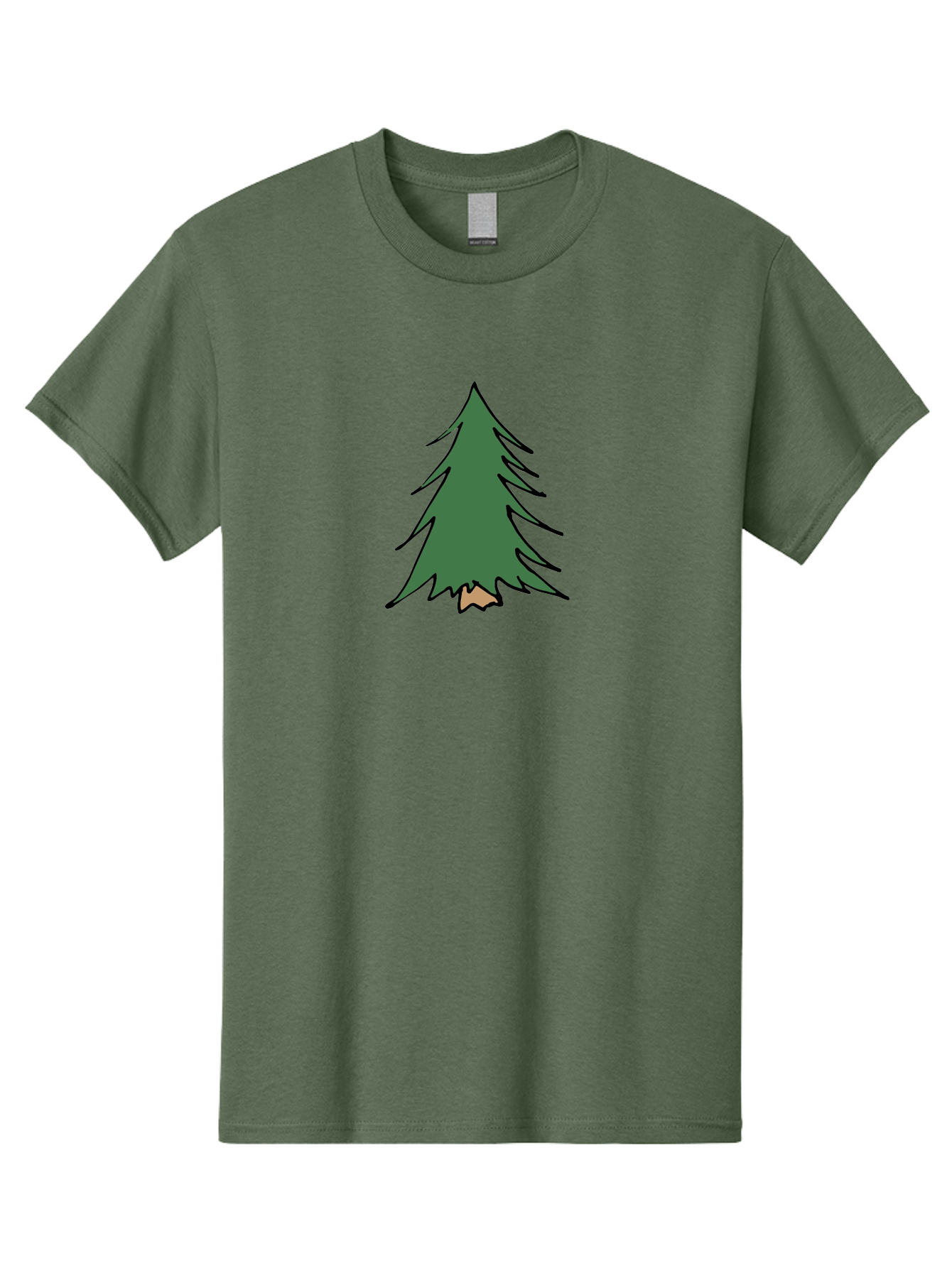 Pine-Tree-1 Men'S Graphic Tee, 100% Cotton, Comfortable Casual Summer Wear, Machine Washable, Evergreen Tree, Simple Design, Cartoon Style, Forest Illustration, Nature Graphic, Stylized Pine, Fir Tree, Minimalist Art Aab040