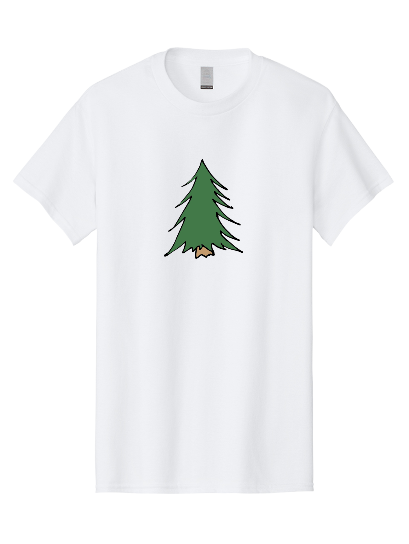 Pine-Tree-1 Men'S Graphic Tee, 100% Cotton, Comfortable Casual Summer Wear, Machine Washable, Evergreen Tree, Simple Design, Cartoon Style, Forest Illustration, Nature Graphic, Stylized Pine, Fir Tree, Minimalist Art Aab040