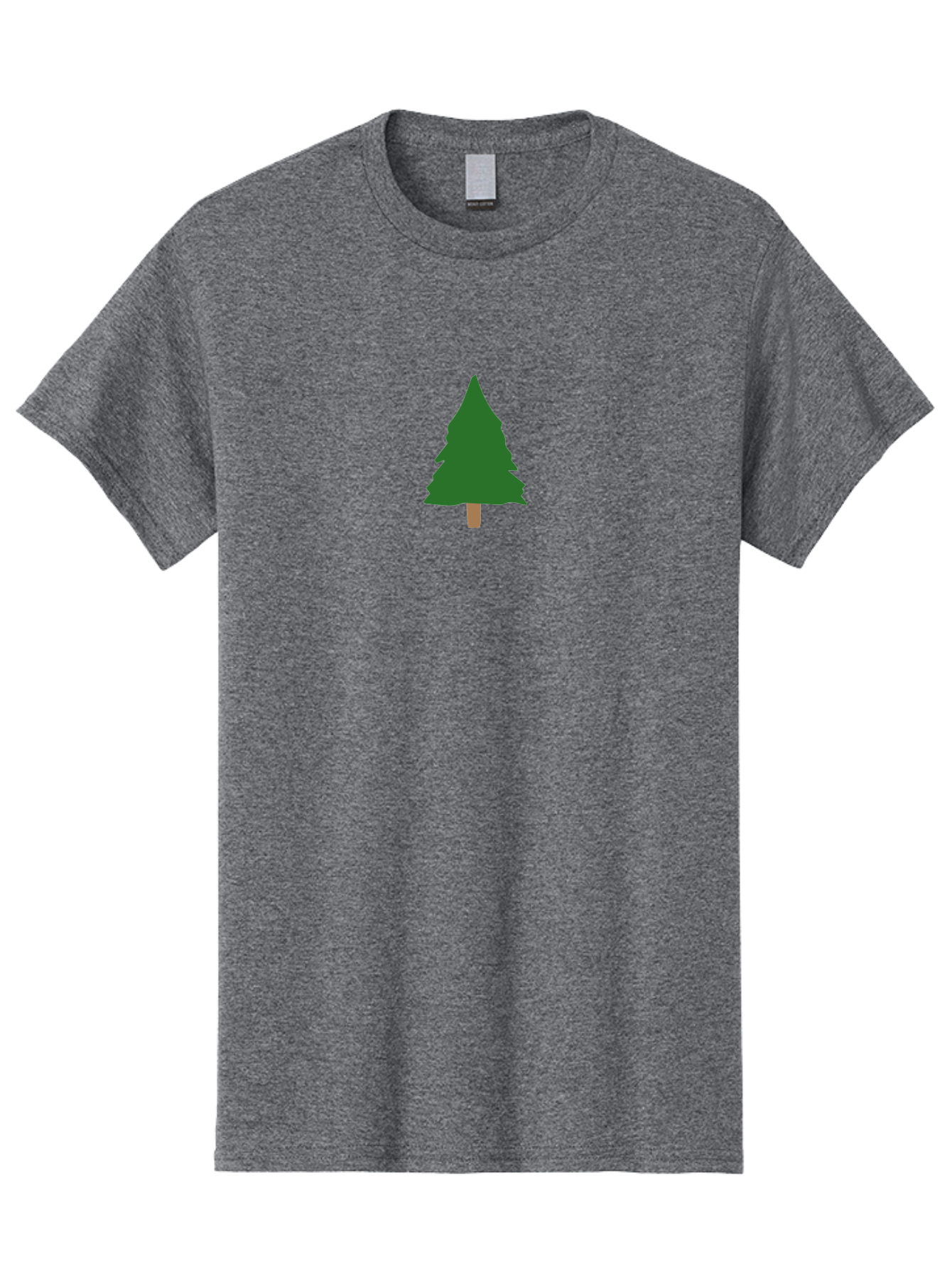 Pine-Tree-3 Men'S Graphic Tee, 100% Cotton, Comfortable Casual Summer Wear, Machine Washable, Simple Pine Tree, Cartoon Style, Evergreen Tree, Conical Shape, Brown Trunk, Digital Art, Minimalist Design Aab042