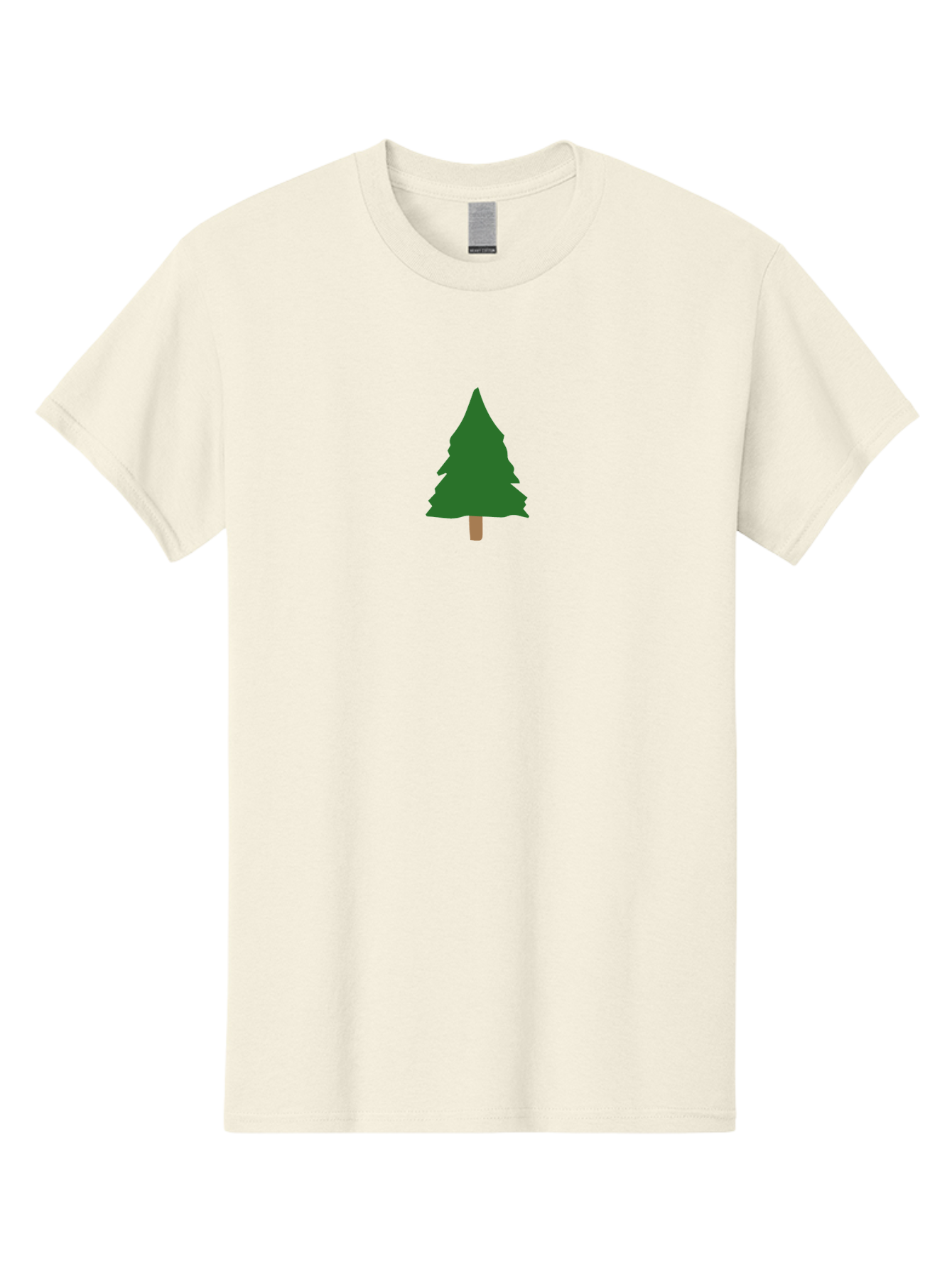 Pine-Tree-3 Men'S Graphic Tee, 100% Cotton, Comfortable Casual Summer Wear, Machine Washable, Simple Pine Tree, Cartoon Style, Evergreen Tree, Conical Shape, Brown Trunk, Digital Art, Minimalist Design Aab042