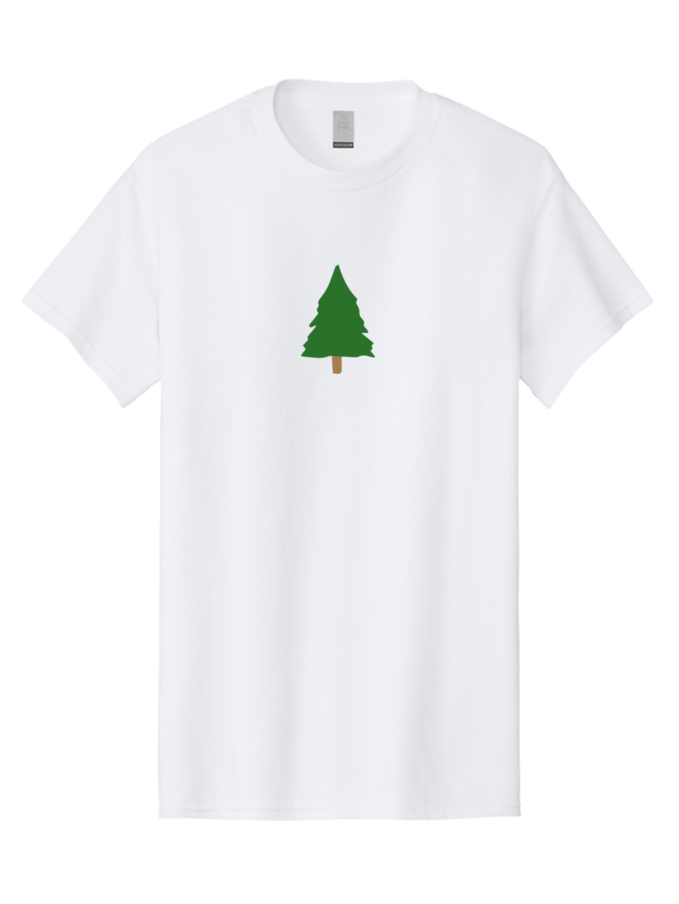 Pine-Tree-3 Men'S Graphic Tee, 100% Cotton, Comfortable Casual Summer Wear, Machine Washable, Simple Pine Tree, Cartoon Style, Evergreen Tree, Conical Shape, Brown Trunk, Digital Art, Minimalist Design Aab042