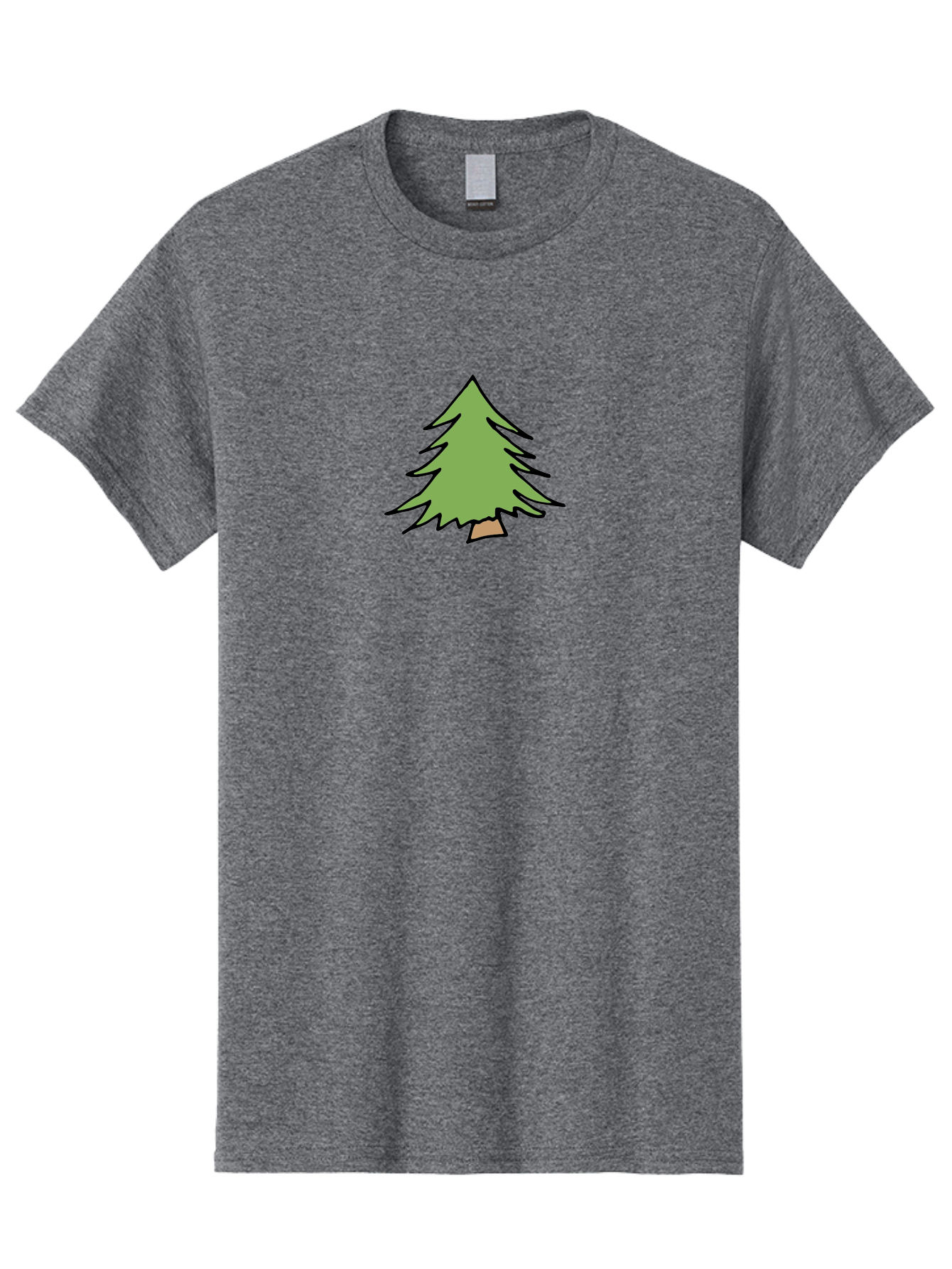 Pine-Tree Men'S Graphic Tee, 100% Cotton, Comfortable Casual Summer Wear, Machine Washable, Cartoon Evergreen Tree, Simple Tree Illustration, Green Foliage, Brown Trunk, Minimalist Design, Digital Art, Cute Graphics Aab043