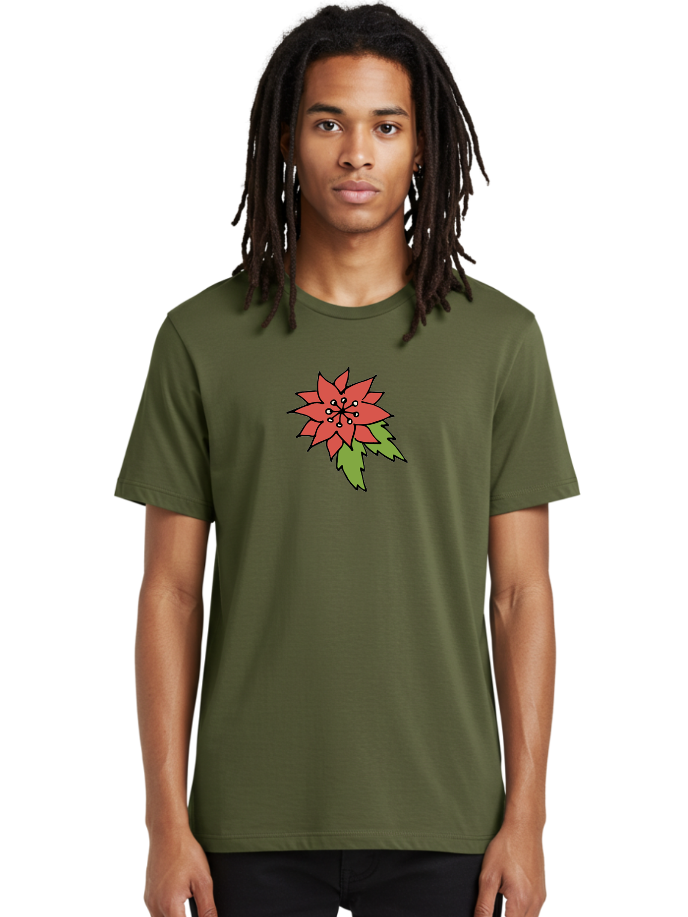 red poinsettia flower, festive holiday decor, Christmas plant, symbolic blooms, vibrant red petals, green leaves, winter flowers, seasonal decoration