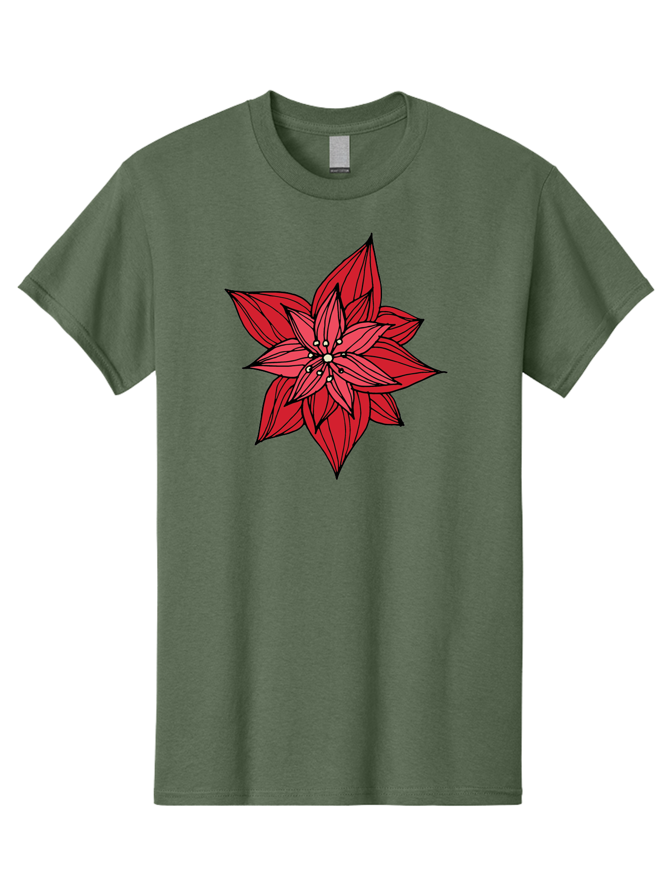 Poinsettia Men'S Graphic Tee, 100% Cotton, Comfortable Casual Summer Wear, Machine Washable, Poinsettia Flower, Red Petals, Festive Decor, Holiday Decoration, Christmas Flower, Symbolic Bloom, Vibrant Red Aab051