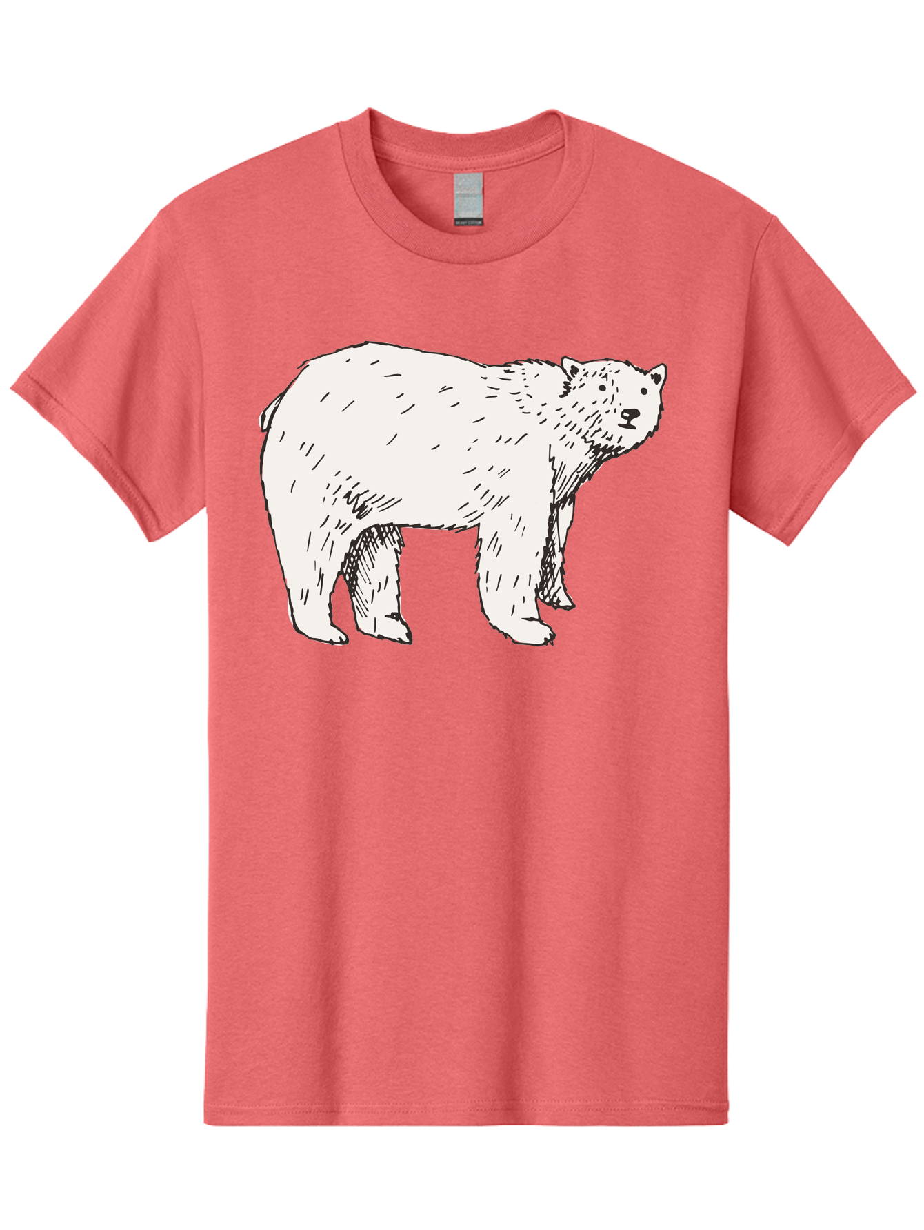 Polar-Bear-1 Men'S Graphic Tee, 100% Cotton, Comfortable Casual Summer Wear, Machine Washable, Polar Bear Illustration, White Bear, Black Outline, Wildlife Art, Polar Bear Drawing, Arctic Animal, Furry Creature, Animal Graphic Aab052