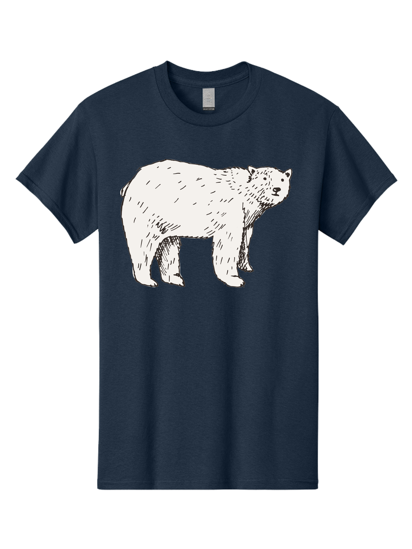 Polar-Bear-1 Men'S Graphic Tee, 100% Cotton, Comfortable Casual Summer Wear, Machine Washable, Polar Bear Illustration, White Bear, Black Outline, Wildlife Art, Polar Bear Drawing, Arctic Animal, Furry Creature, Animal Graphic Aab052