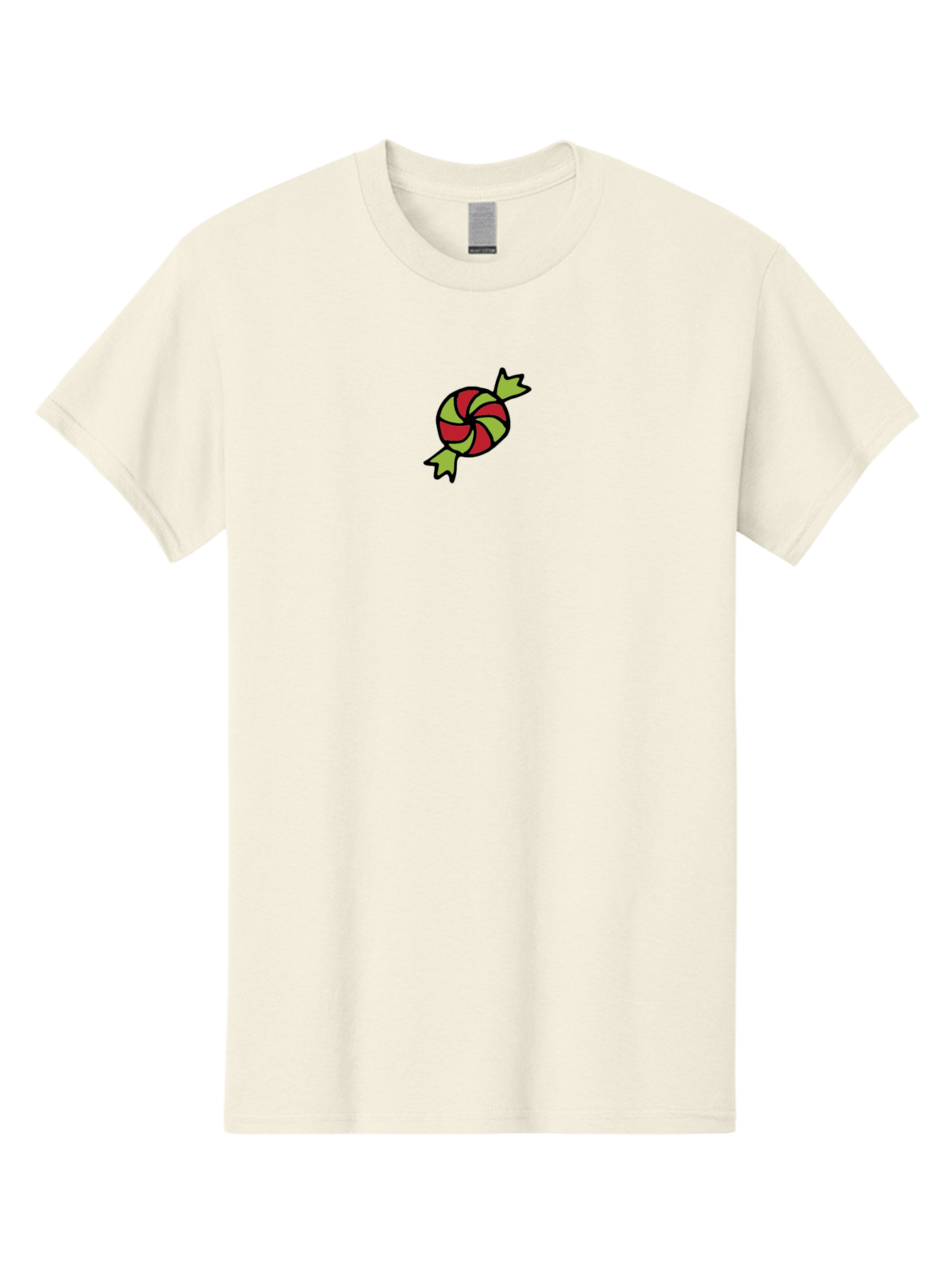 Red-And-Green-Swirled-Lollipop Men'S Graphic Tee, 100% Cotton, Comfortable Casual Summer Wear, Machine Washable, Colorful Candy, Red And Green Swirls, Wrapped Candy, Sweet Treat, Cartoon Style, Whimsical Design, Playful Illustration Aab062