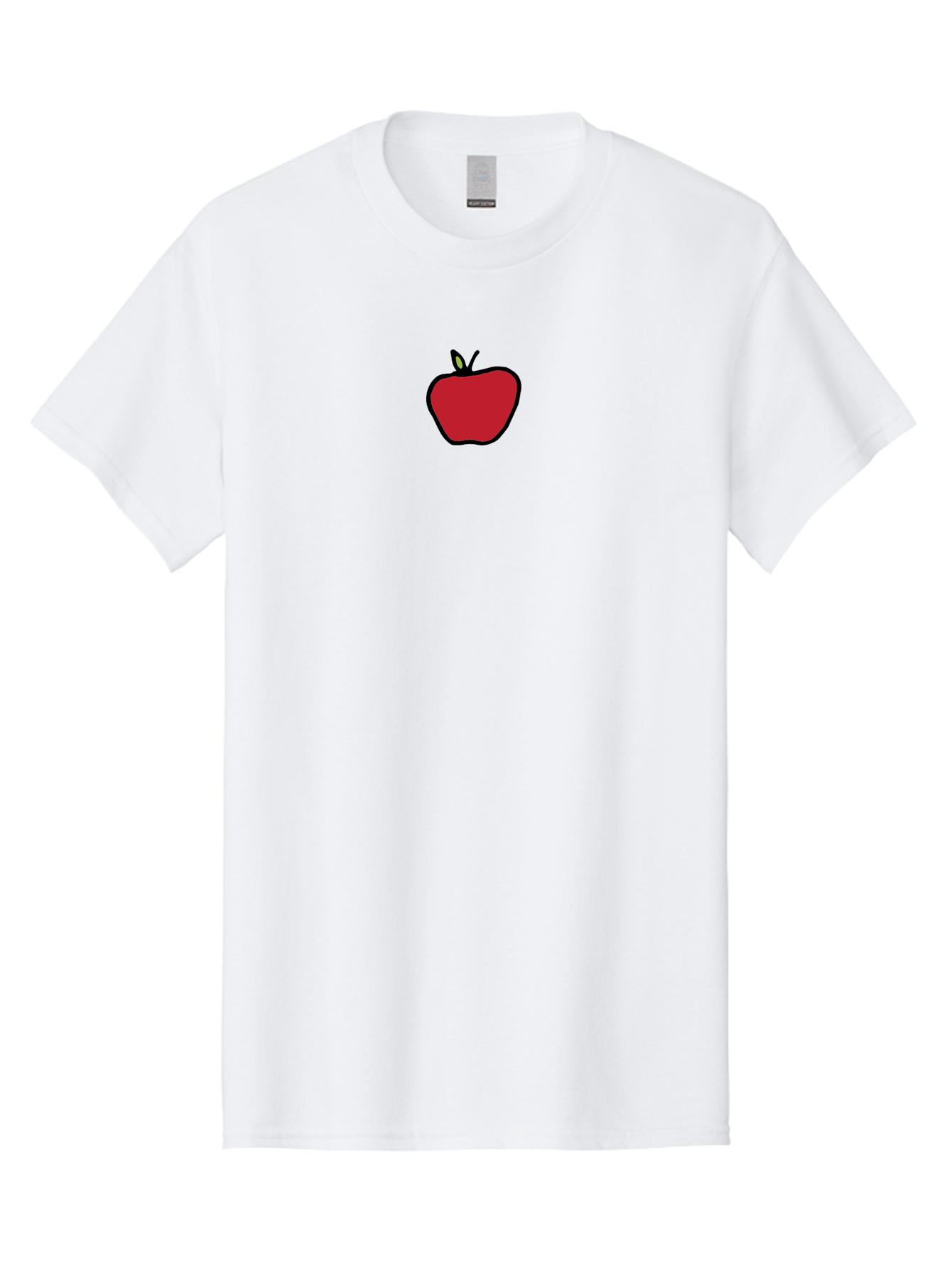 Red-Apple Men'S Graphic Tee, 100% Cotton, Comfortable Casual Summer Wear, Machine Washable, Red Apple, Simple Drawing, Bold Lines, Cartoon Style, Fruit Illustration, Minimalist Design, Digital Art, Apple Graphic Aab063