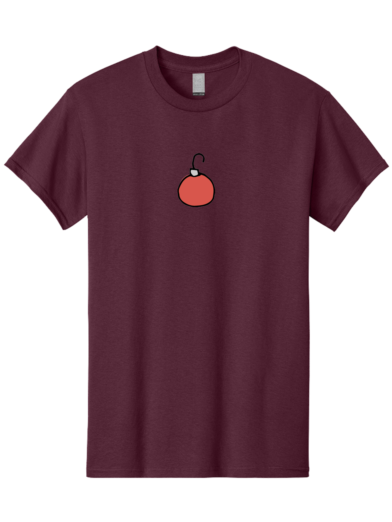 Red-Bomb Men'S Graphic Tee, 100% Cotton, Comfortable Casual Summer Wear, Machine Washable, Christmas Ornament, Red Decoration, Festive Symbol, Holiday Decor, Cartoon Style, Simple Design, Minimalist Art, Christmas Tree Decoration Aab065