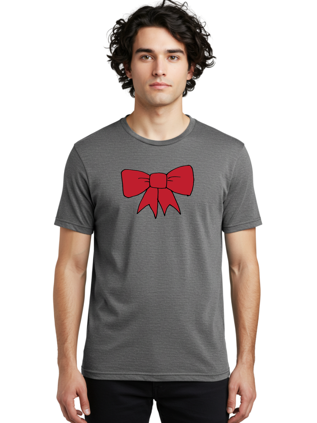 Red-Bow-4 Men'S Graphic Tee, 100% Cotton, Comfortable Casual Summer Wear, Machine Washable, Red Bow, Gift Decoration, Festive Symbol, Ribbon Accessory, Holiday Decor, Christmas Gift, Elegant Design Aab069