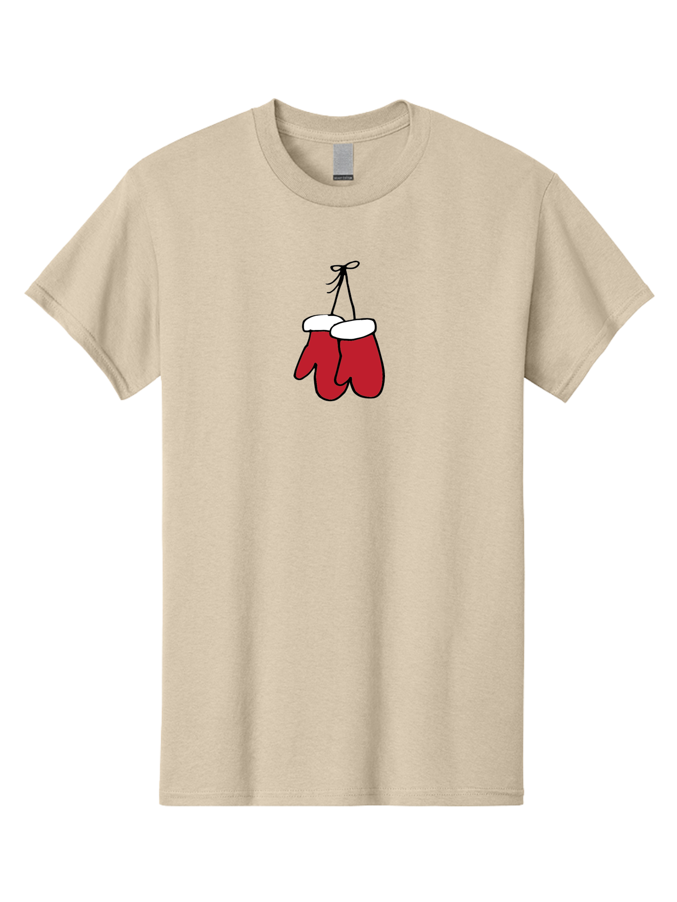 Red-Christmas-Mitten Men'S Graphic Tee, 100% Cotton, Comfortable Casual Summer Wear, Machine Washable, Red Christmas Mittens, Hanging Mittens, Winter Accessories, Festive Gloves, Holiday Decorations, Cozy Winter Wear Aab072