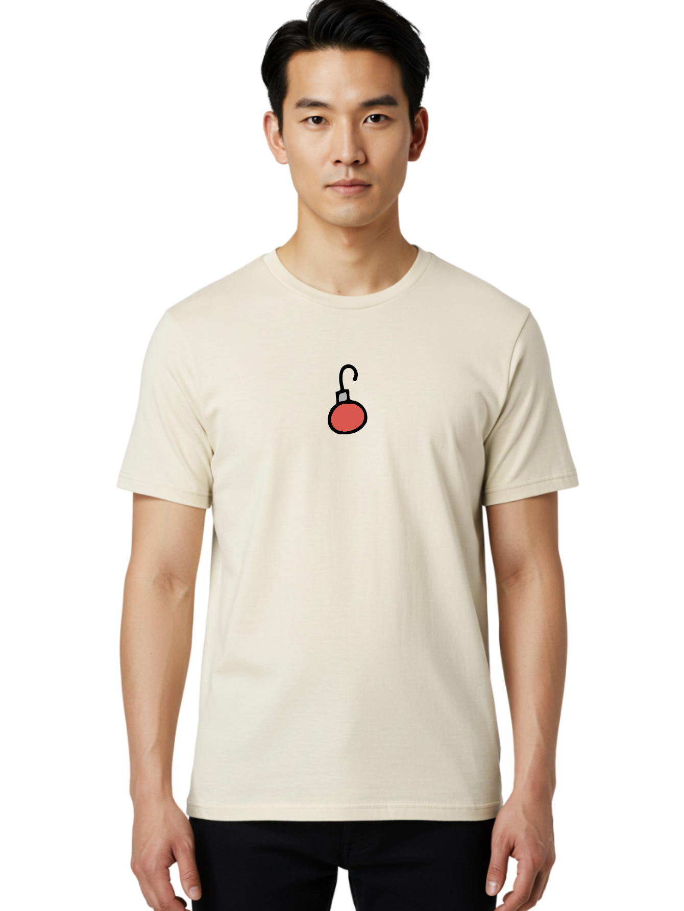 Red-Christmas-Ornament-1 Men'S Graphic Tee, 100% Cotton, Comfortable Casual Summer Wear, Machine Washable, Red Christmas Ornament, Festive Decoration, Holiday Decor, Christmas Tree Accessory, Simple Design, Minimalist Style, Aab073