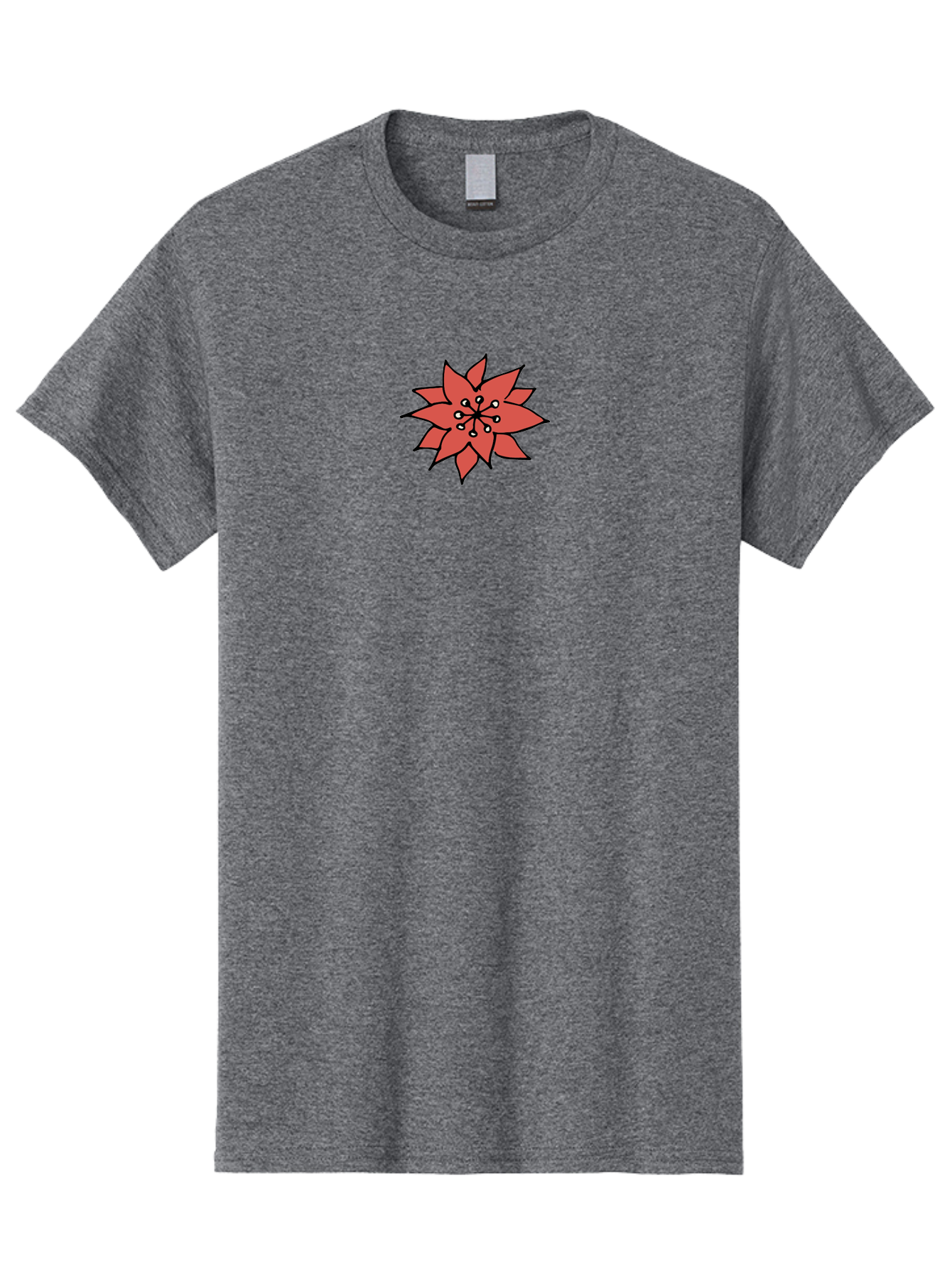 Red-Flower-1 Men'S Graphic Tee, 100% Cotton, Comfortable Casual Summer Wear, Machine Washable, Red Flower Illustration, Floral Design, Minimalist Art, Botanical Graphic, Simple Shapes, Stylized Bloom, Graphic Design Element Aab079