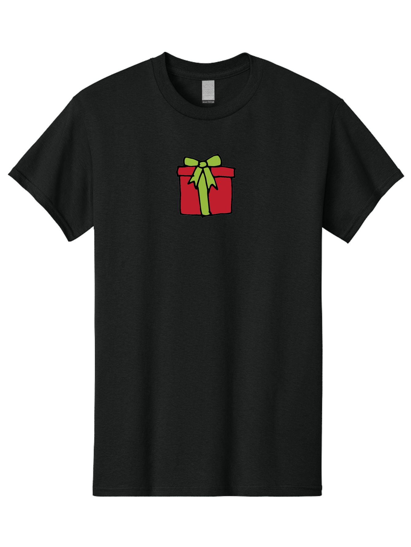 Red-Gift-Box-1 Men'S Graphic Tee, 100% Cotton, Comfortable Casual Summer Wear, Machine Washable, Red Gift Box, Green Ribbon, Present, Gift, Holiday Season, Festive, Celebration, Birthday, Wrapped Gift, Cartoon Style Aab081
