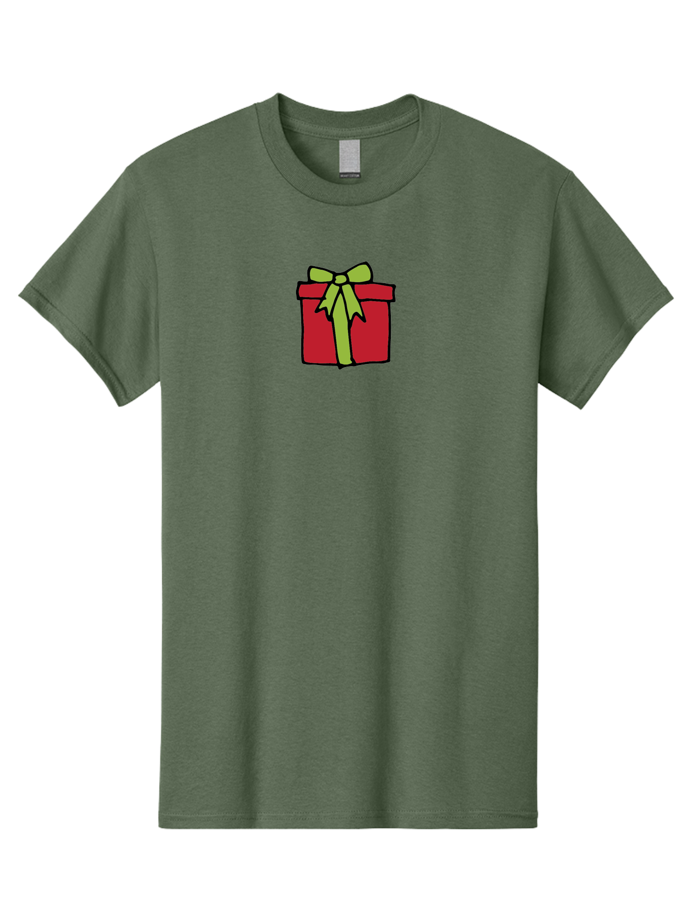 Red-Gift-Box-1 Men'S Graphic Tee, 100% Cotton, Comfortable Casual Summer Wear, Machine Washable, Red Gift Box, Green Ribbon, Present, Gift, Holiday Season, Festive, Celebration, Birthday, Wrapped Gift, Cartoon Style Aab081