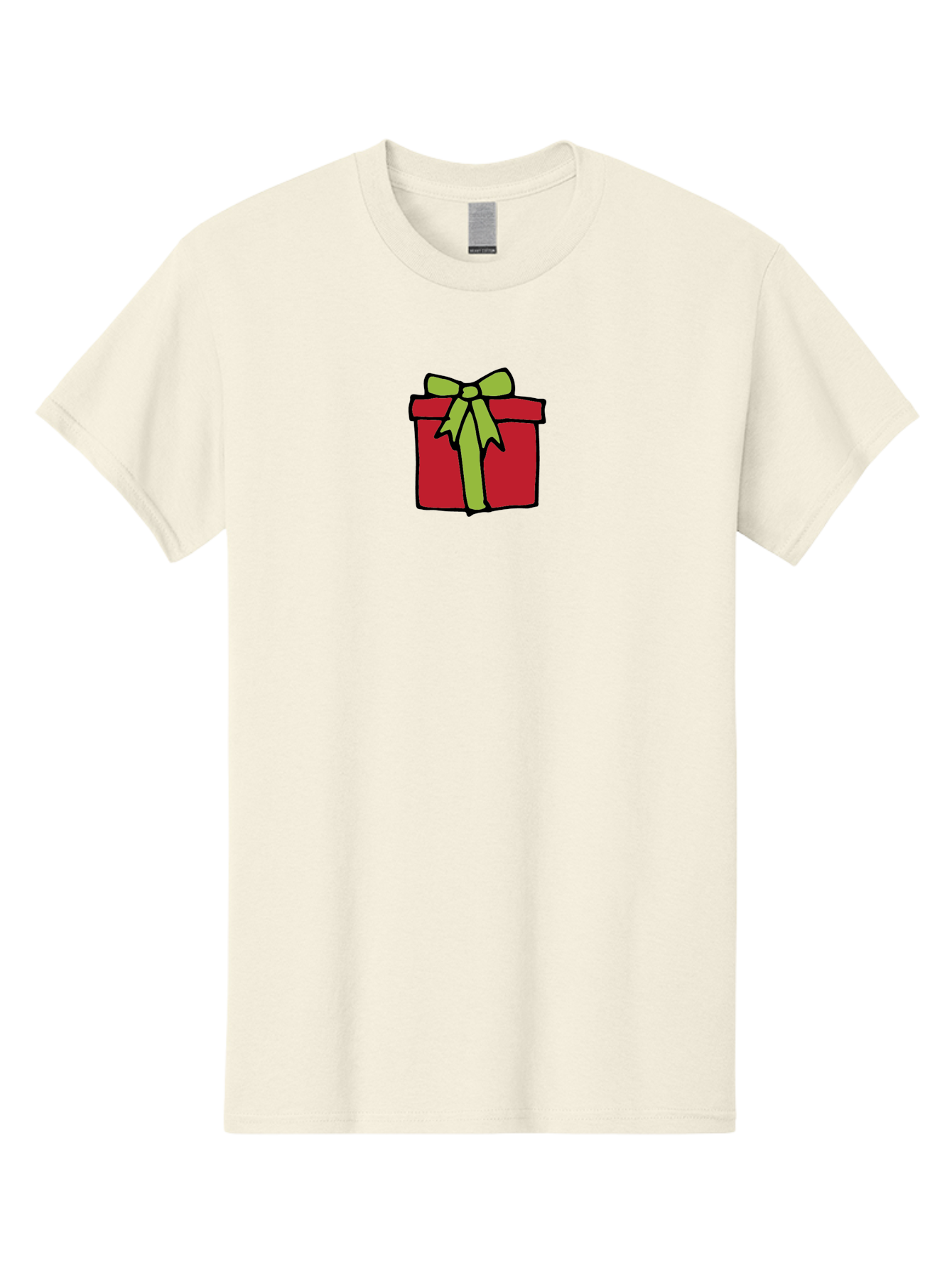 Red-Gift-Box-1 Men'S Graphic Tee, 100% Cotton, Comfortable Casual Summer Wear, Machine Washable, Red Gift Box, Green Ribbon, Present, Gift, Holiday Season, Festive, Celebration, Birthday, Wrapped Gift, Cartoon Style Aab081