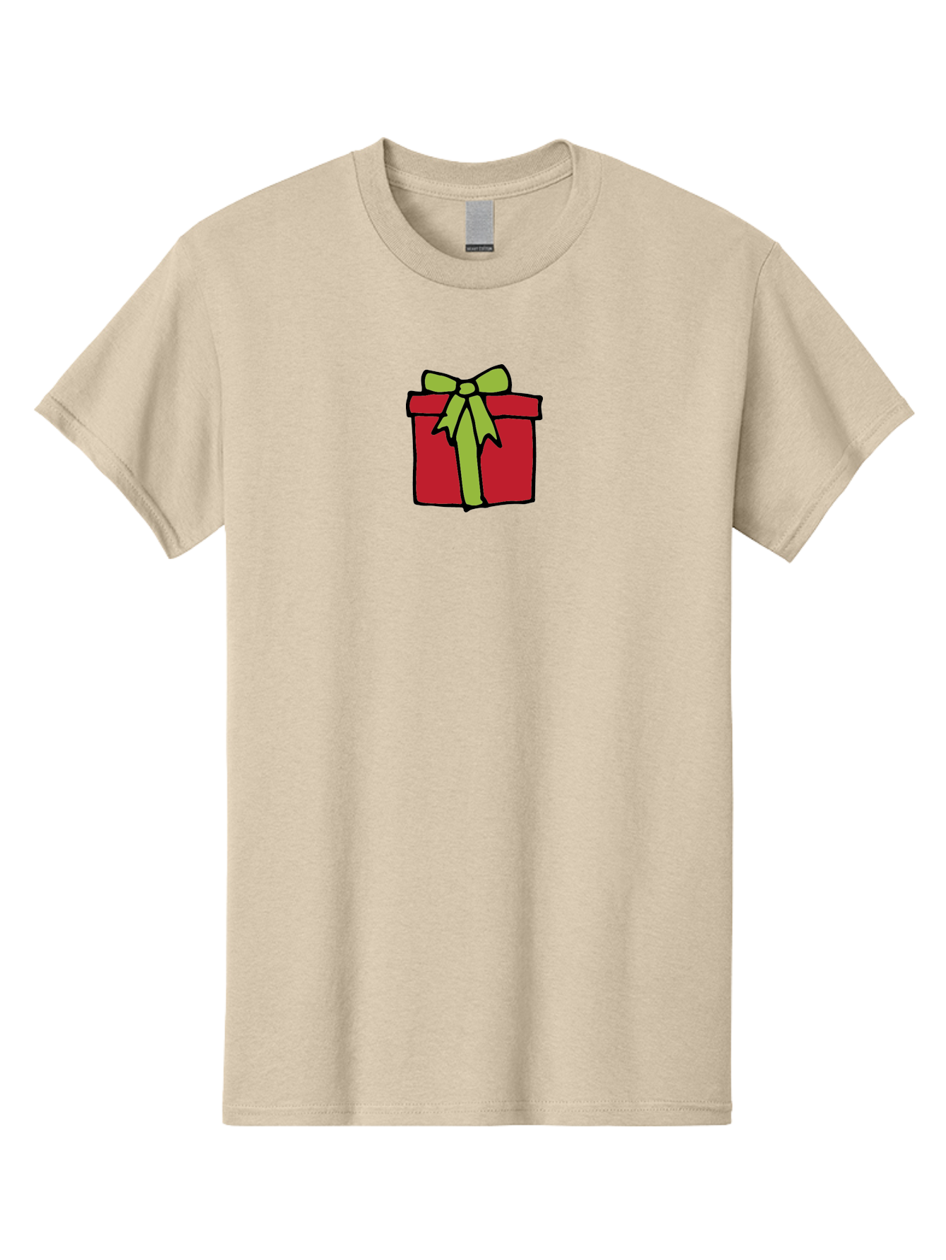Red-Gift-Box-1 Men'S Graphic Tee, 100% Cotton, Comfortable Casual Summer Wear, Machine Washable, Red Gift Box, Green Ribbon, Present, Gift, Holiday Season, Festive, Celebration, Birthday, Wrapped Gift, Cartoon Style Aab081