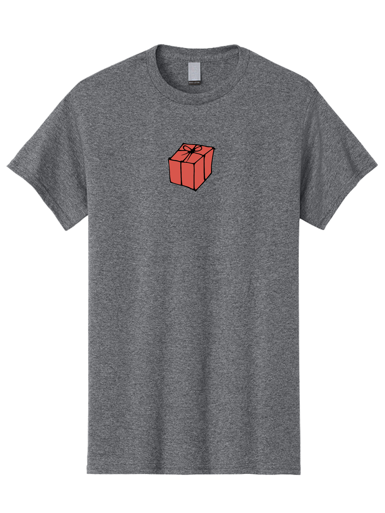 Red-Gift-Box Men'S Graphic Tee, 100% Cotton, Comfortable Casual Summer Wear, Machine Washable, Red Gift Box, Ribbon, Present, Wrapped Gift, Black Outline, Birthday Gift, Christmas Present, Festive Wrapping, Gift Idea Aab082
