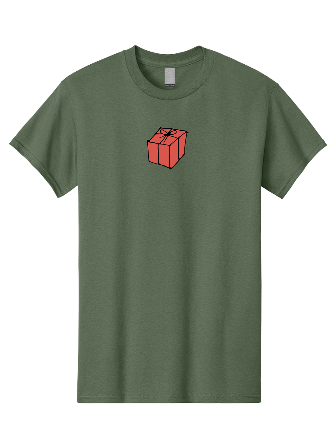 Red-Gift-Box Men'S Graphic Tee, 100% Cotton, Comfortable Casual Summer Wear, Machine Washable, Red Gift Box, Ribbon, Present, Wrapped Gift, Black Outline, Birthday Gift, Christmas Present, Festive Wrapping, Gift Idea Aab082