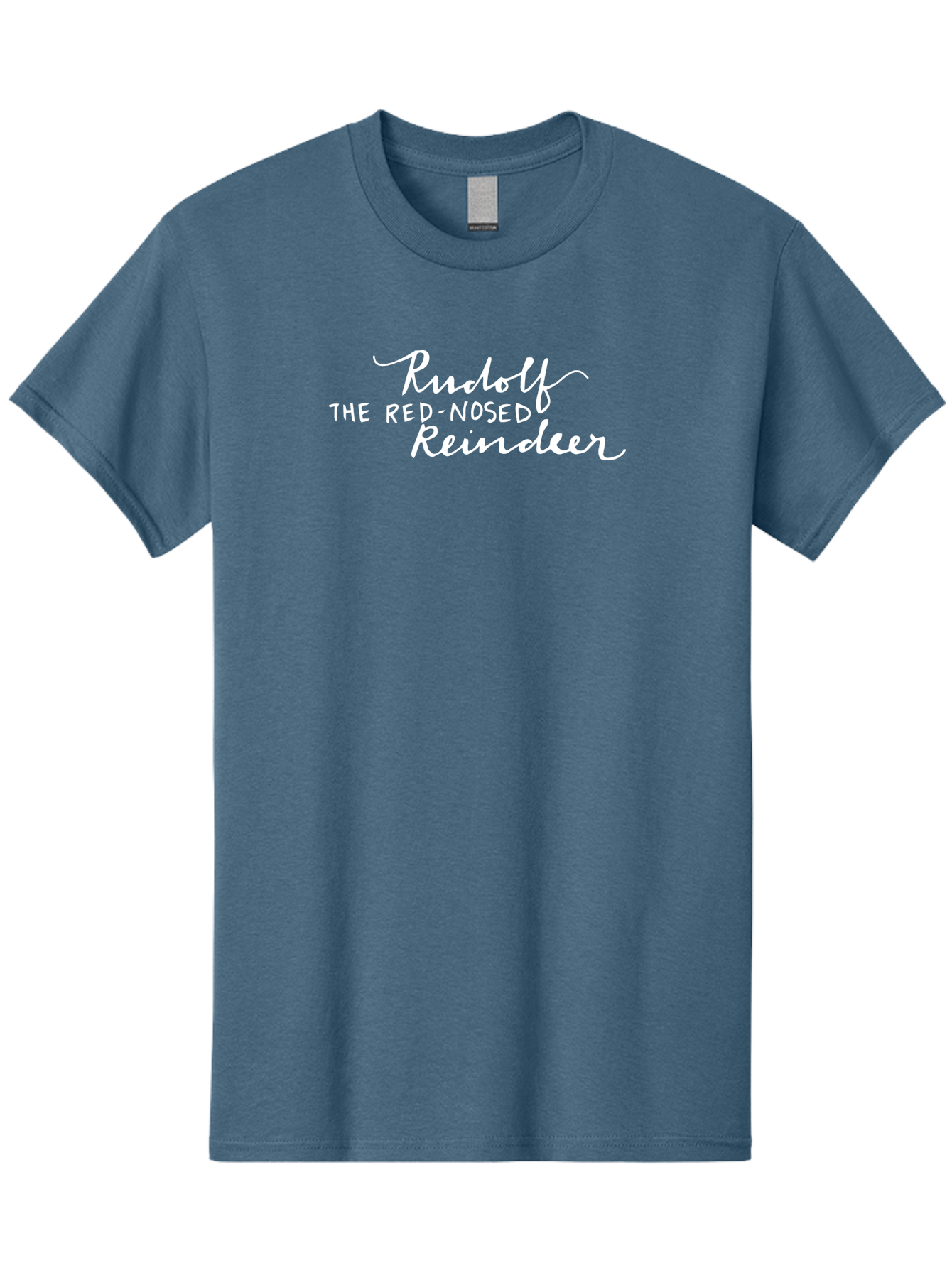 Rudolf-The-Red-Nosed-Reindeer-1 Men'S Graphic Tee, 100% Cotton, Comfortable Casual Summer Wear, Machine Washable, Christmas Classic, Holiday Cheer, Festive Typography, Rudolf The Red-Nosed Reindeer, Christmas Song, White Text, Holiday Graphics Aab088