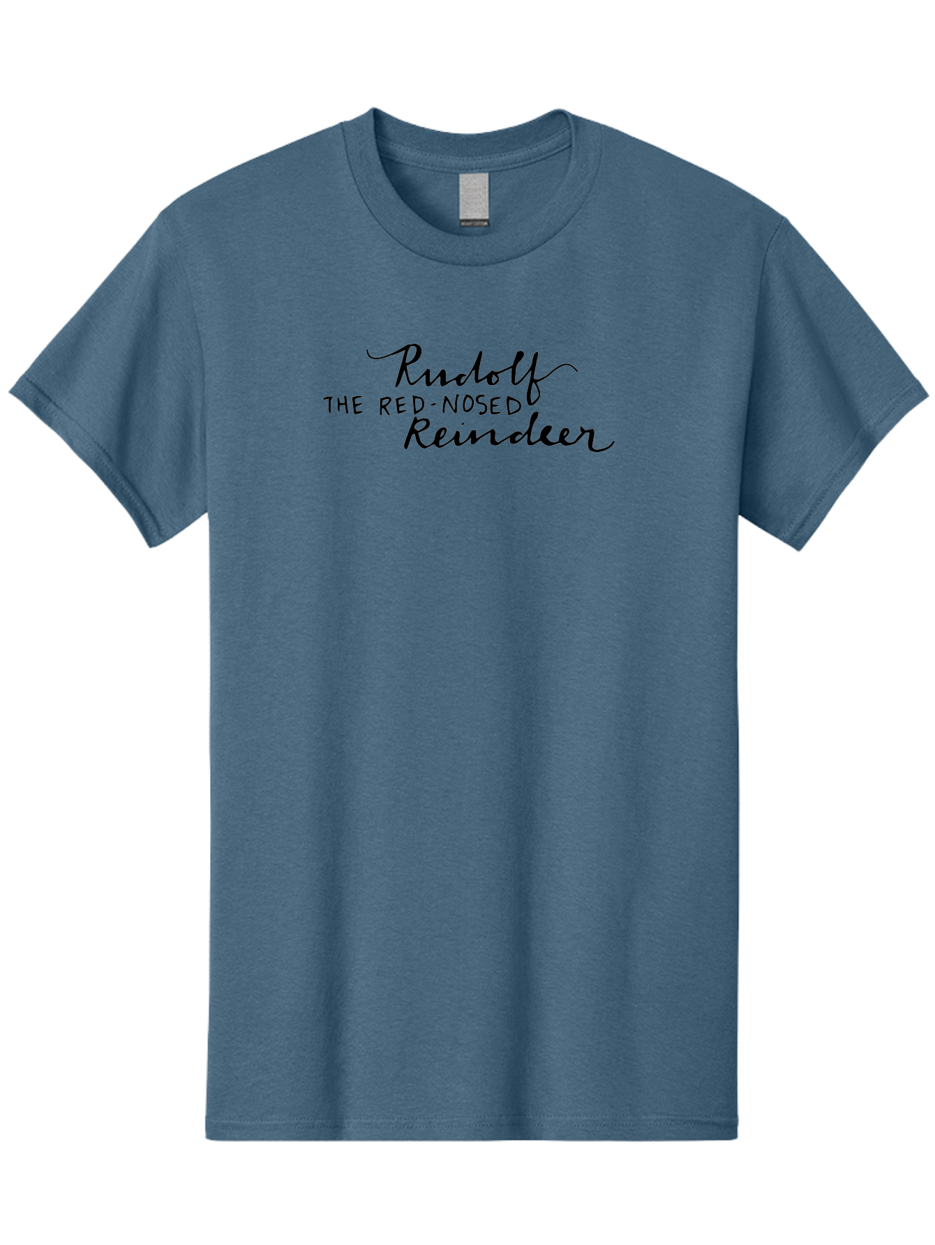Rudolf-The-Red-Nosed-Reindeer Men'S Graphic Tee, 100% Cotton, Comfortable Casual Summer Wear, Machine Washable, Rudolf The Red-Nosed Reindeer, Christmas Classic, Holiday Cheer, Festive Font, Black Typography, Christmas Character Aab089