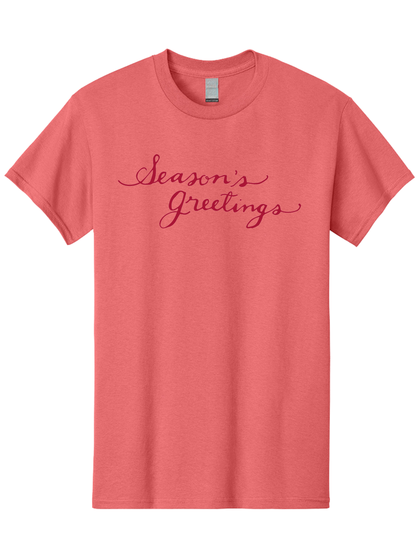 Season-S-Greetings-1 Men'S Graphic Tee, 100% Cotton, Comfortable Casual Summer Wear, Machine Washable, Season'S Greetings, Holiday Message, Festive Greeting, Cursive Text, Christmas Wishes, Holiday Season, Red And Green Color Scheme Aab099