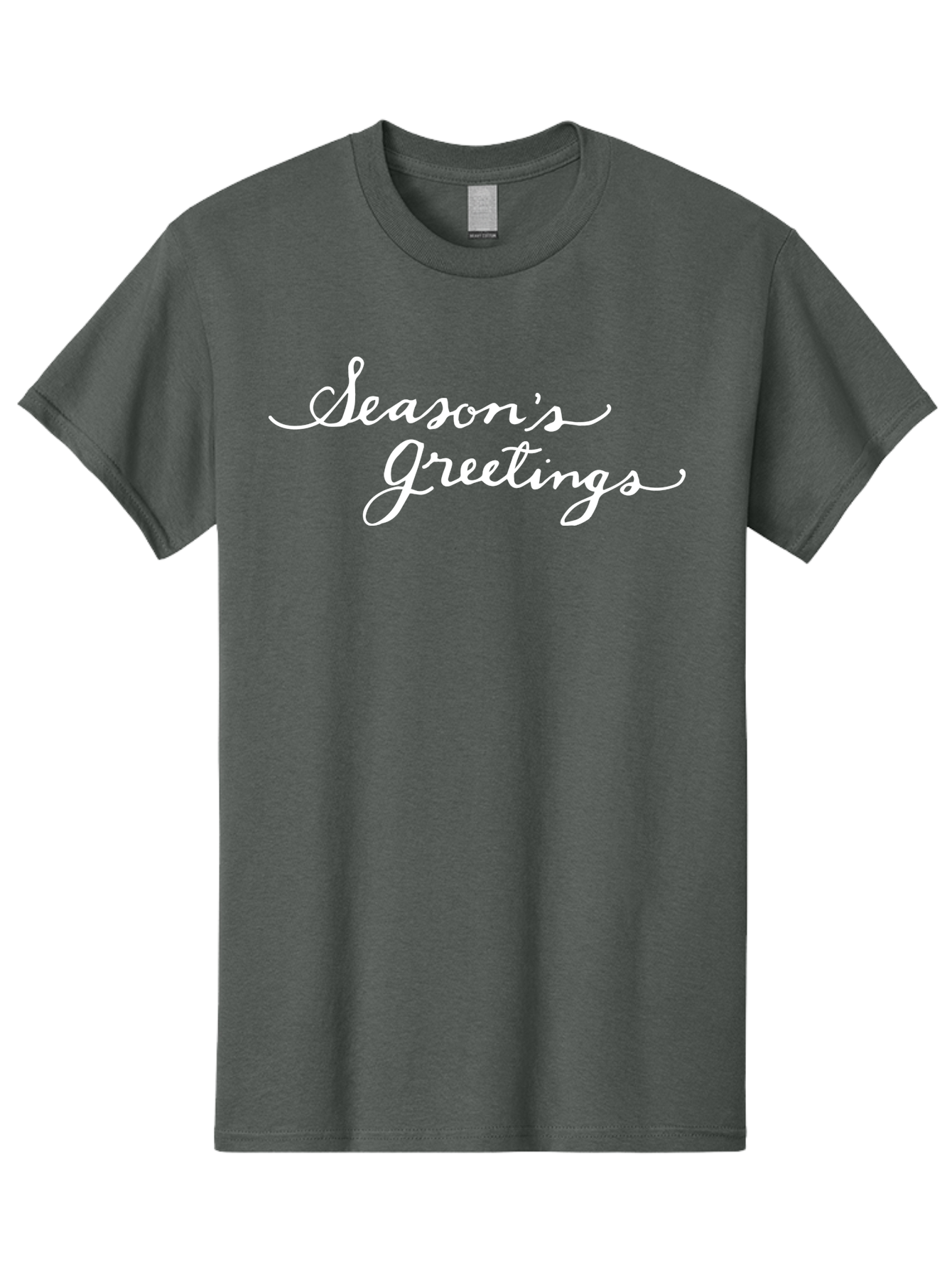 Season-S-Greetings Men'S Graphic Tee, 100% Cotton, Comfortable Casual Summer Wear, Machine Washable, Season'S Greetings, Holiday Message, Festive Greeting, Christmas Wishes, White Cursive Text, Elegant Script, Winter Season Aab100