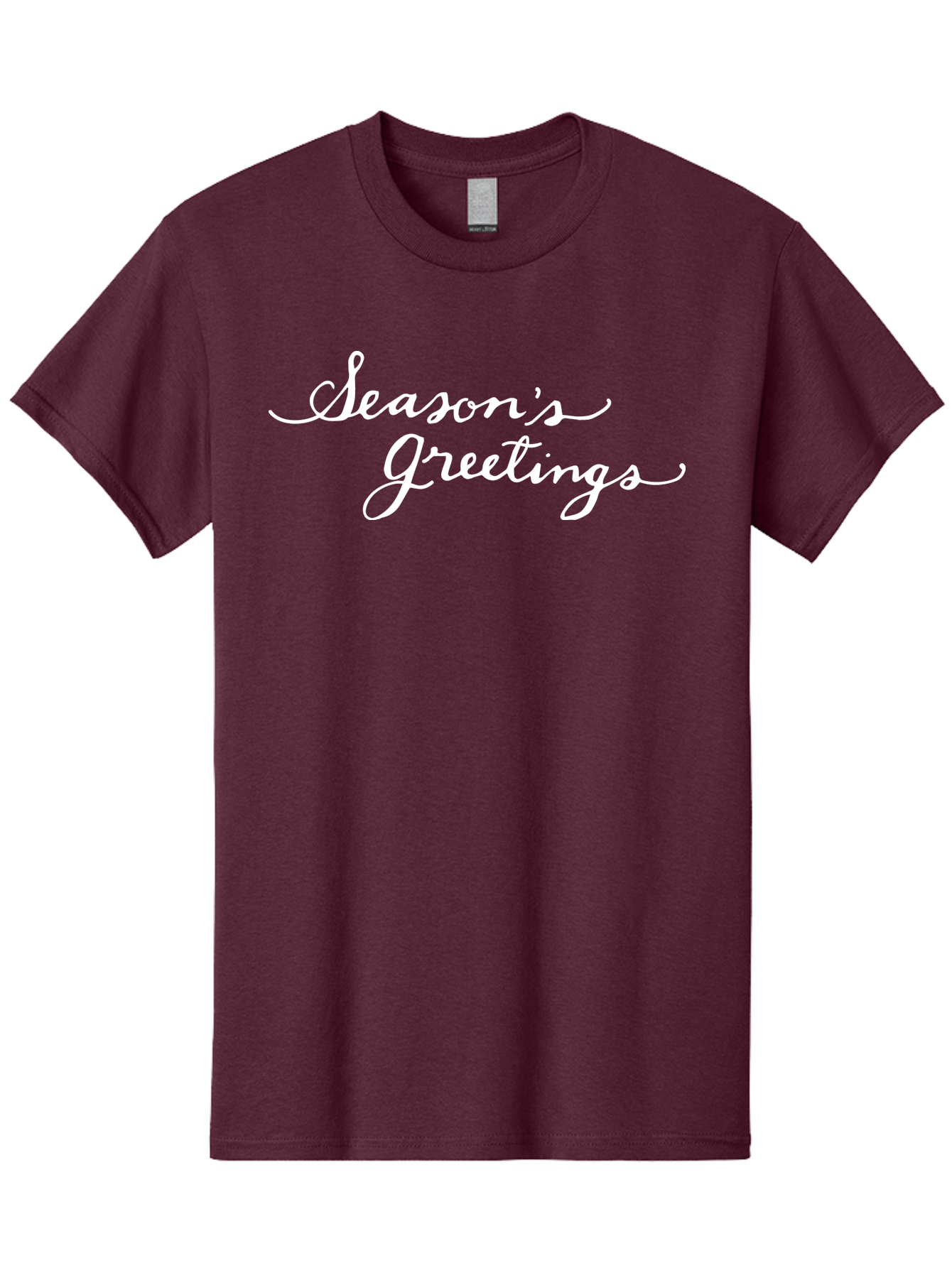 Season-S-Greetings Men'S Graphic Tee, 100% Cotton, Comfortable Casual Summer Wear, Machine Washable, Season'S Greetings, Holiday Message, Festive Greeting, Christmas Wishes, White Cursive Text, Elegant Script, Winter Season Aab100
