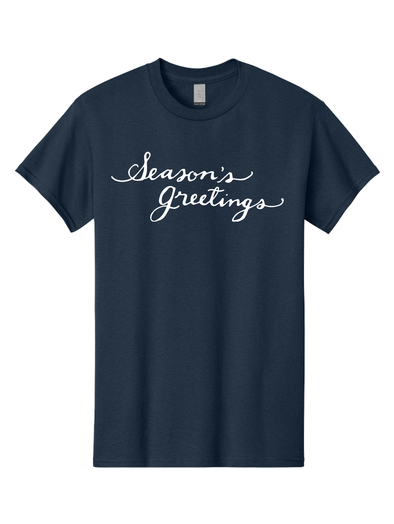 Season-S-Greetings Men'S Graphic Tee, 100% Cotton, Comfortable Casual Summer Wear, Machine Washable, Season'S Greetings, Holiday Message, Festive Greeting, Christmas Wishes, White Cursive Text, Elegant Script, Winter Season Aab100