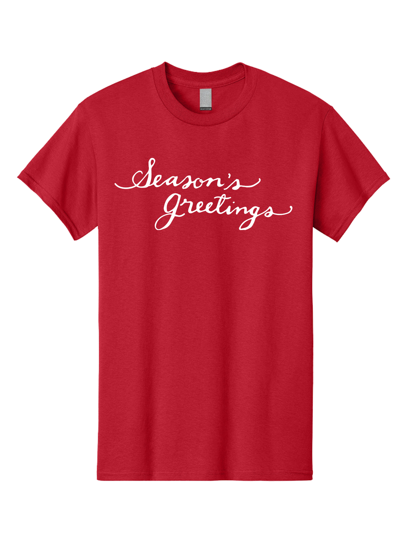 Season-S-Greetings Men'S Graphic Tee, 100% Cotton, Comfortable Casual Summer Wear, Machine Washable, Season'S Greetings, Holiday Message, Festive Greeting, Christmas Wishes, White Cursive Text, Elegant Script, Winter Season Aab100