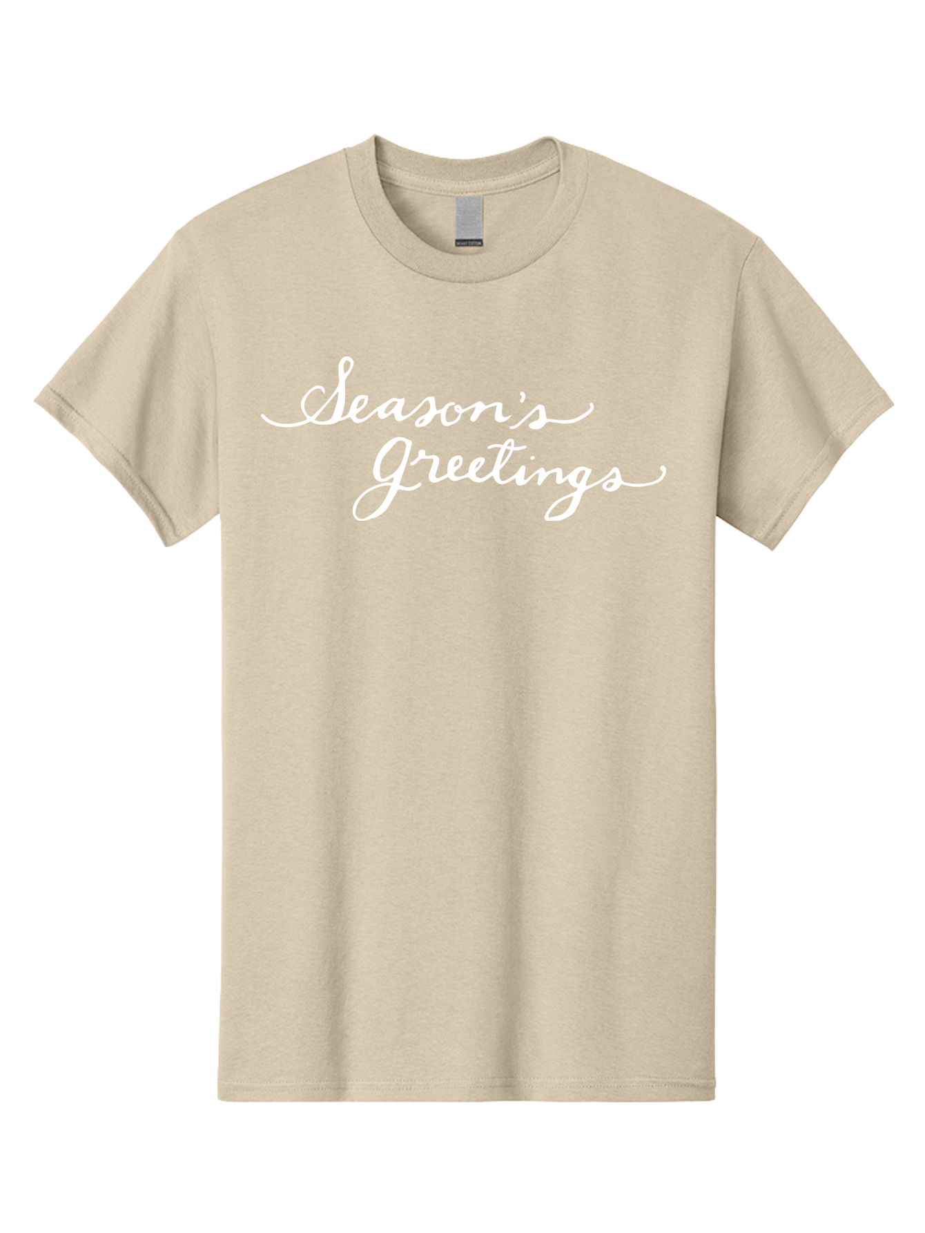 Season-S-Greetings Men'S Graphic Tee, 100% Cotton, Comfortable Casual Summer Wear, Machine Washable, Season'S Greetings, Holiday Message, Festive Greeting, Christmas Wishes, White Cursive Text, Elegant Script, Winter Season Aab100