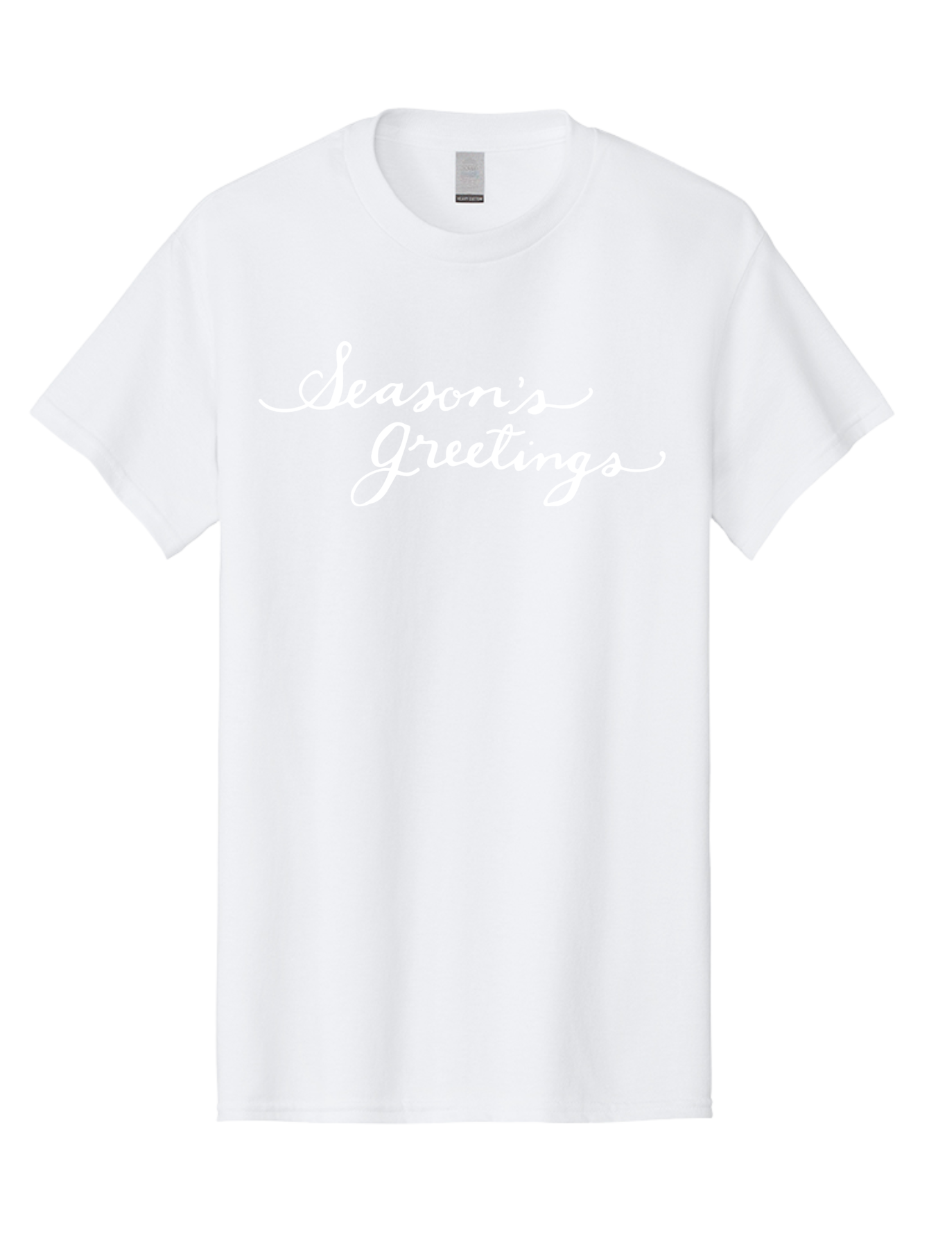 Season-S-Greetings Men'S Graphic Tee, 100% Cotton, Comfortable Casual Summer Wear, Machine Washable, Season'S Greetings, Holiday Message, Festive Greeting, Christmas Wishes, White Cursive Text, Elegant Script, Winter Season Aab100