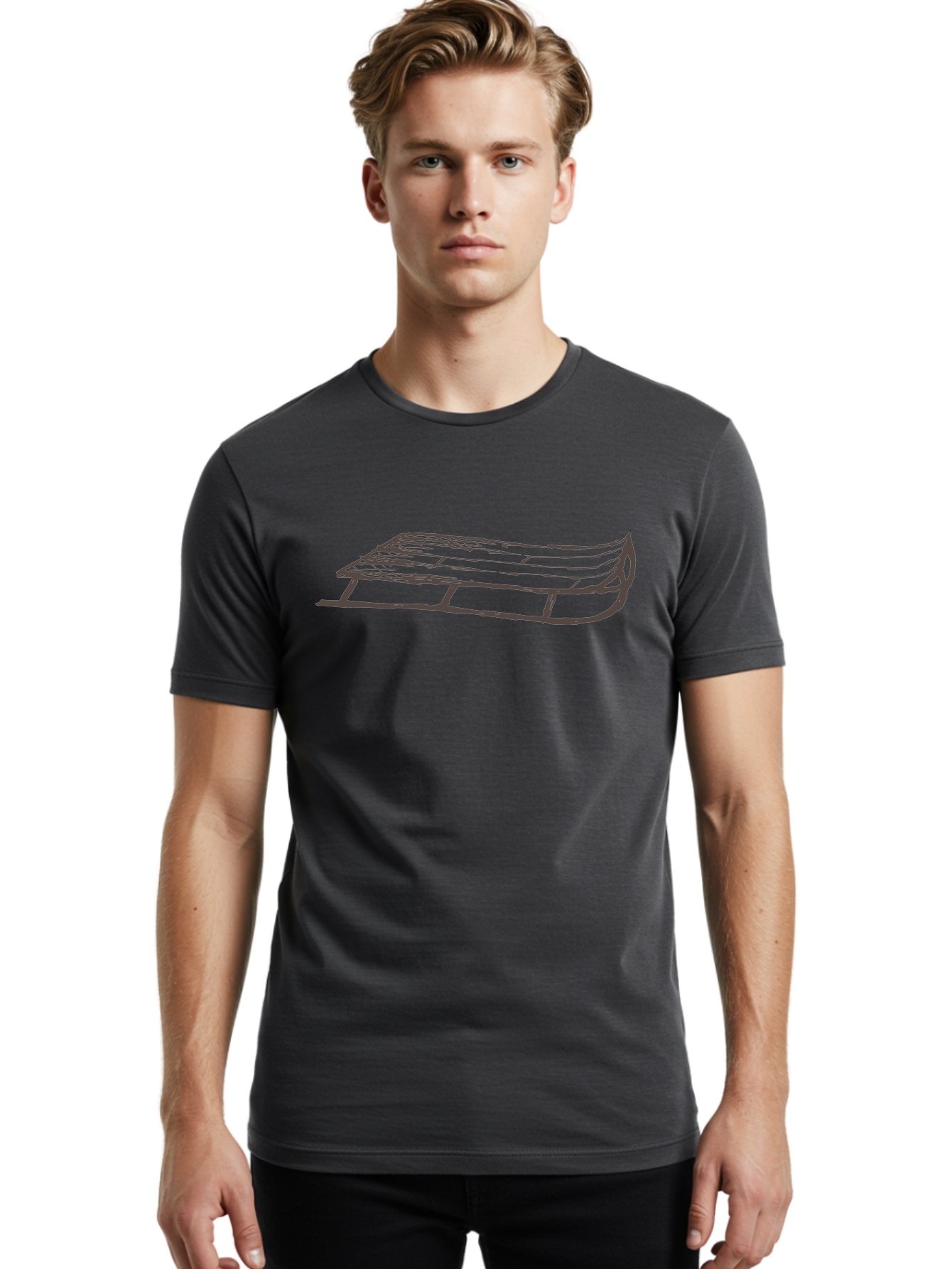 Sleigh Men'S Graphic Tee, 100% Cotton, Comfortable Casual Summer Wear, Machine Washable, Winter Sled, Festive Season, Snow Ride, Joyful Activity, Wooden Frame, Curved Runners, Holiday Fun, Winter Sport, Snowy Landscape, Cold Weather, Aab109