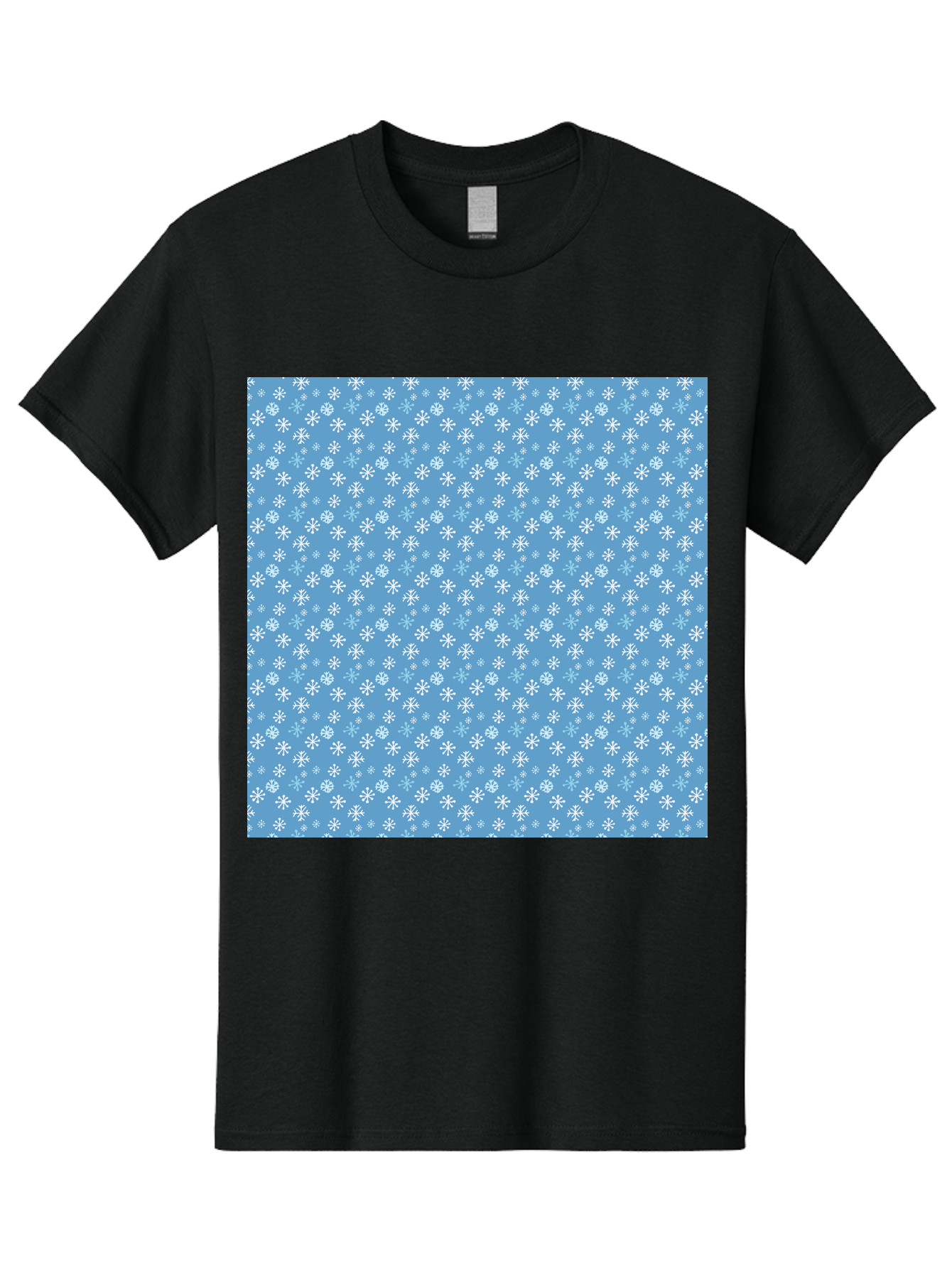 Snowflake-Pattern Men'S Graphic Tee, 100% Cotton, Comfortable Casual Summer Wear, Machine Washable, Snowflakes Pattern, White Snowflakes, Blue Background, Winter Theme, Festive Design, Delicate Snowflakes, Intricate Patterns, Holiday Decor, Aab121